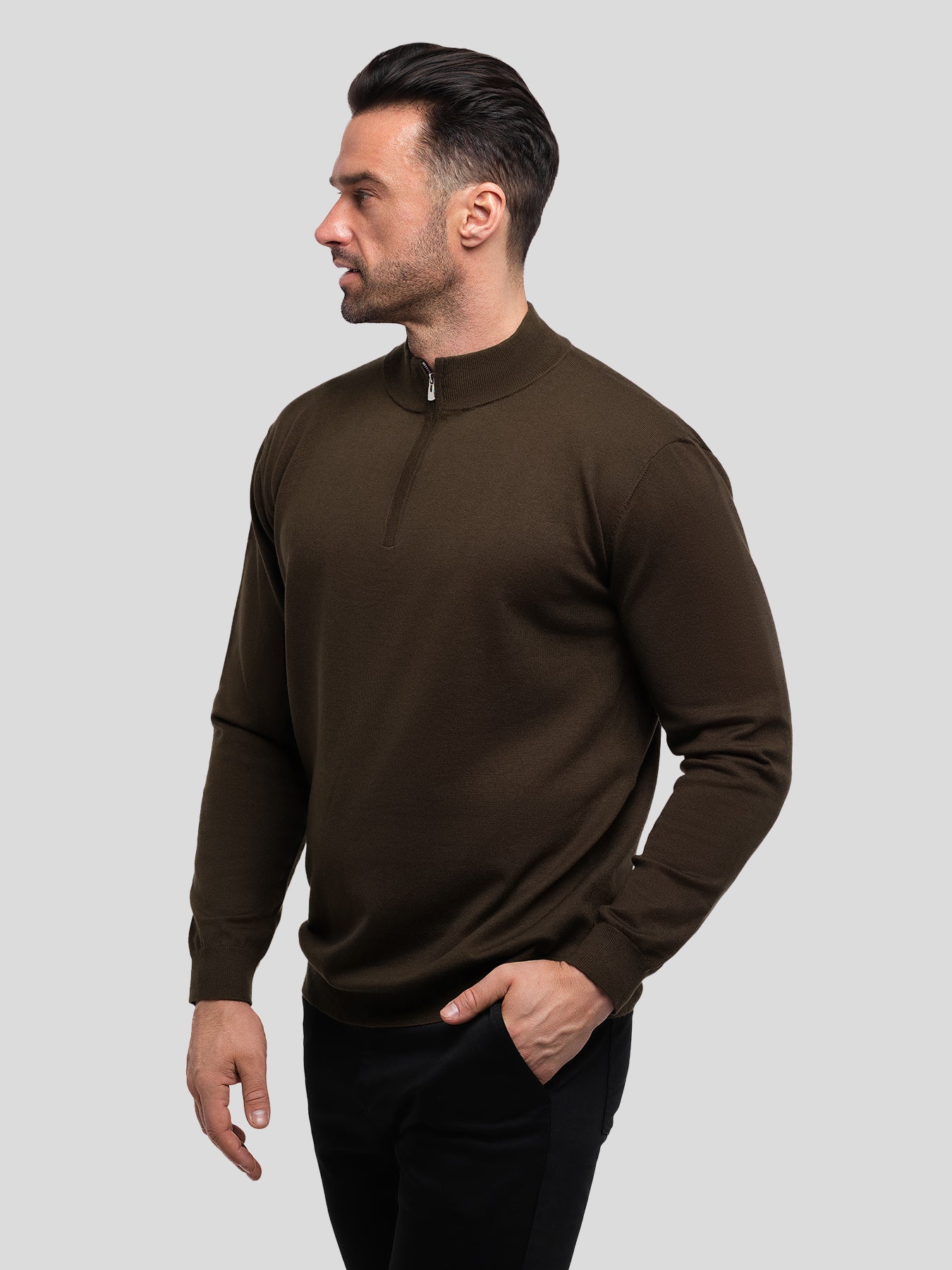 GentleKnit Washable Merino Half Zip Mock Neck Sweater