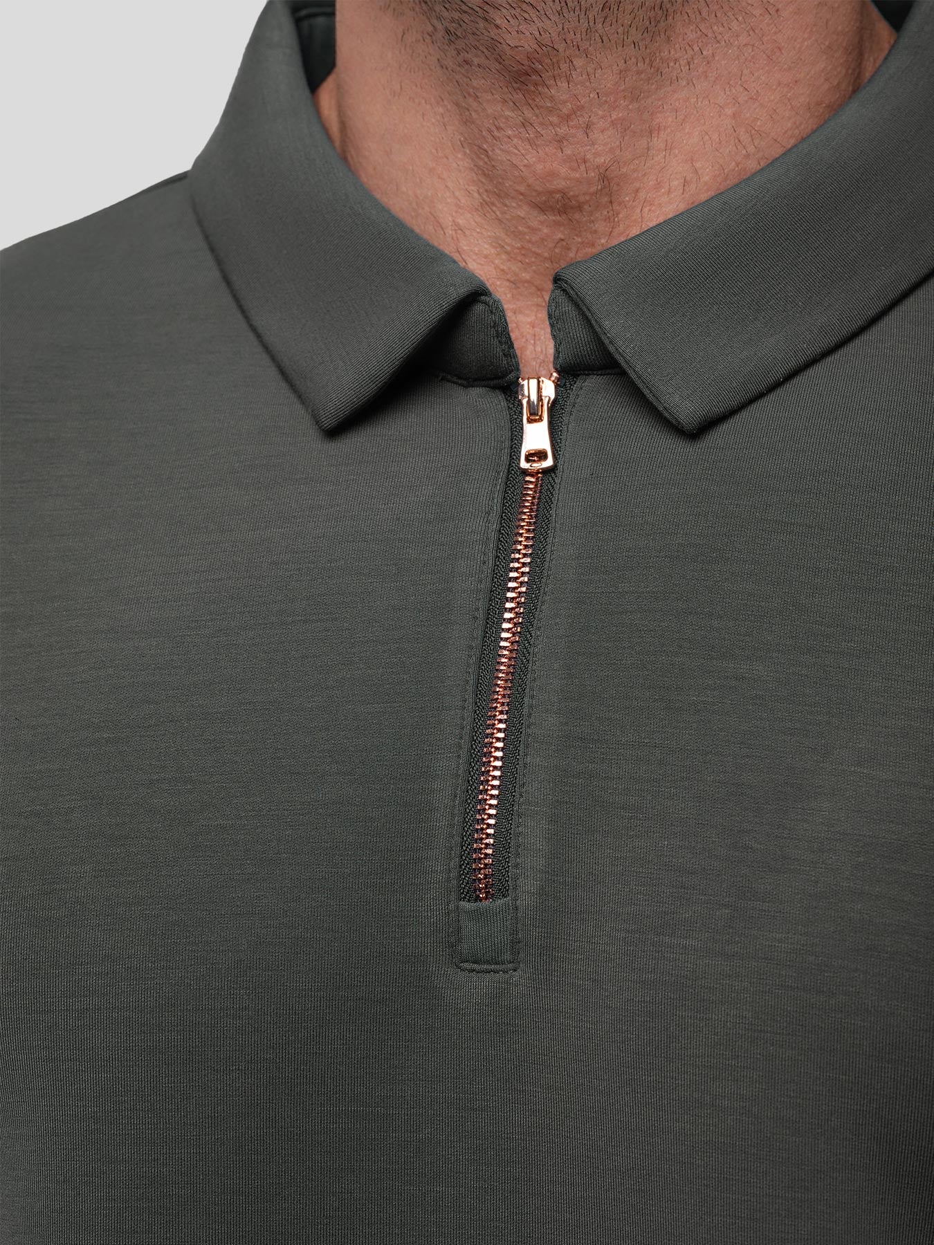 Modal Blend Long Sleeve Half Zip Polo