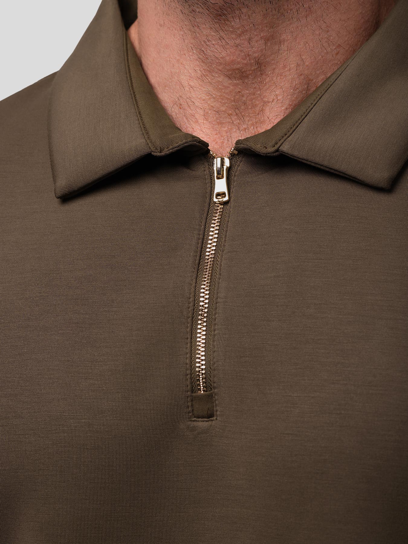 Modal Blend Long Sleeve Half Zip Polo