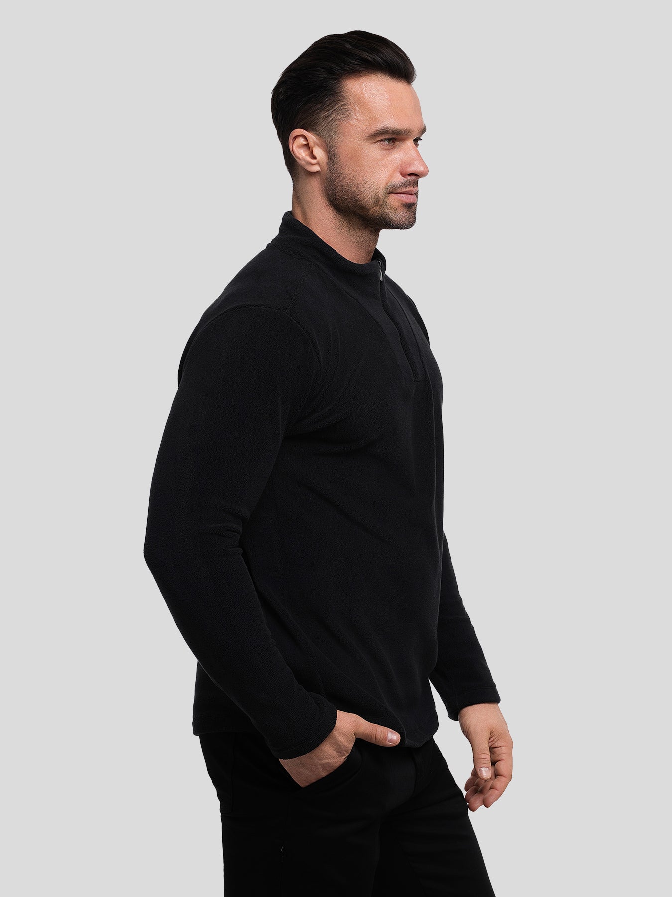 LuxeCozy Fleece Half Zip Mock Neck Sweatshirt