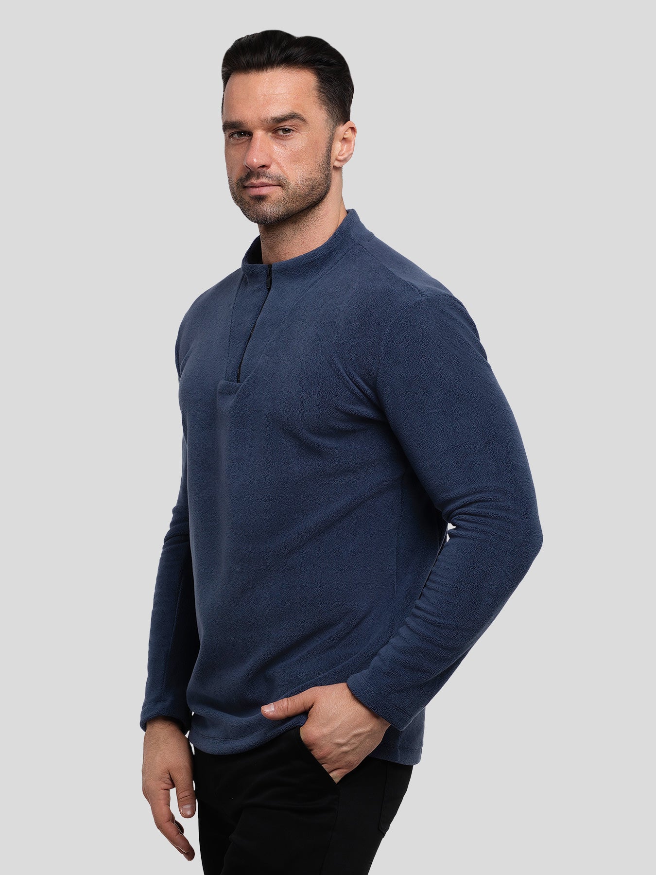 LuxeCozy Fleece Half Zip Mock Neck Sweatshirt