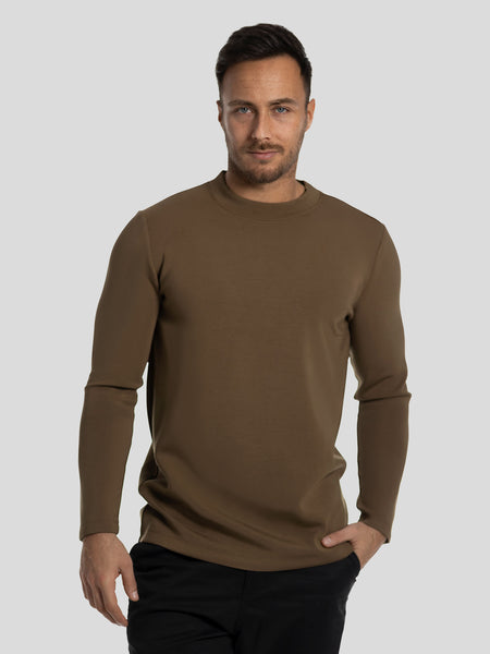 Modal Blend Elbow Patch Long Sleeve Tee:Slim Fit