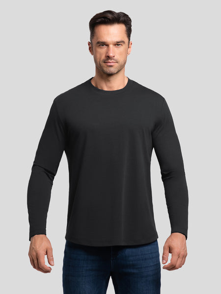 StaySmooth Slim Fit Long Sleeve Curve Hem Tee: 2024 New Colors