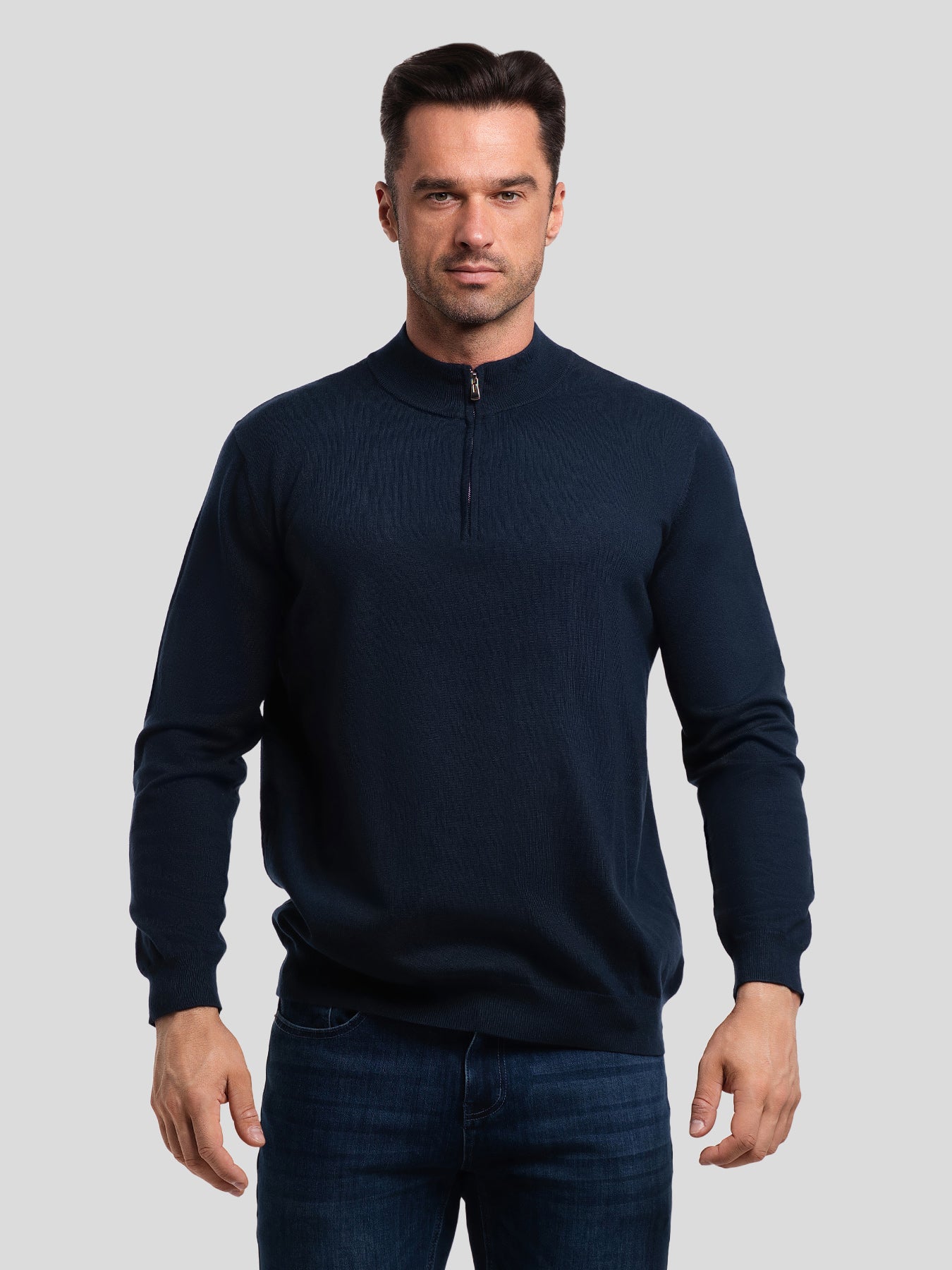 GentleKnit Washable Merino Half Zip Mock Neck Sweater