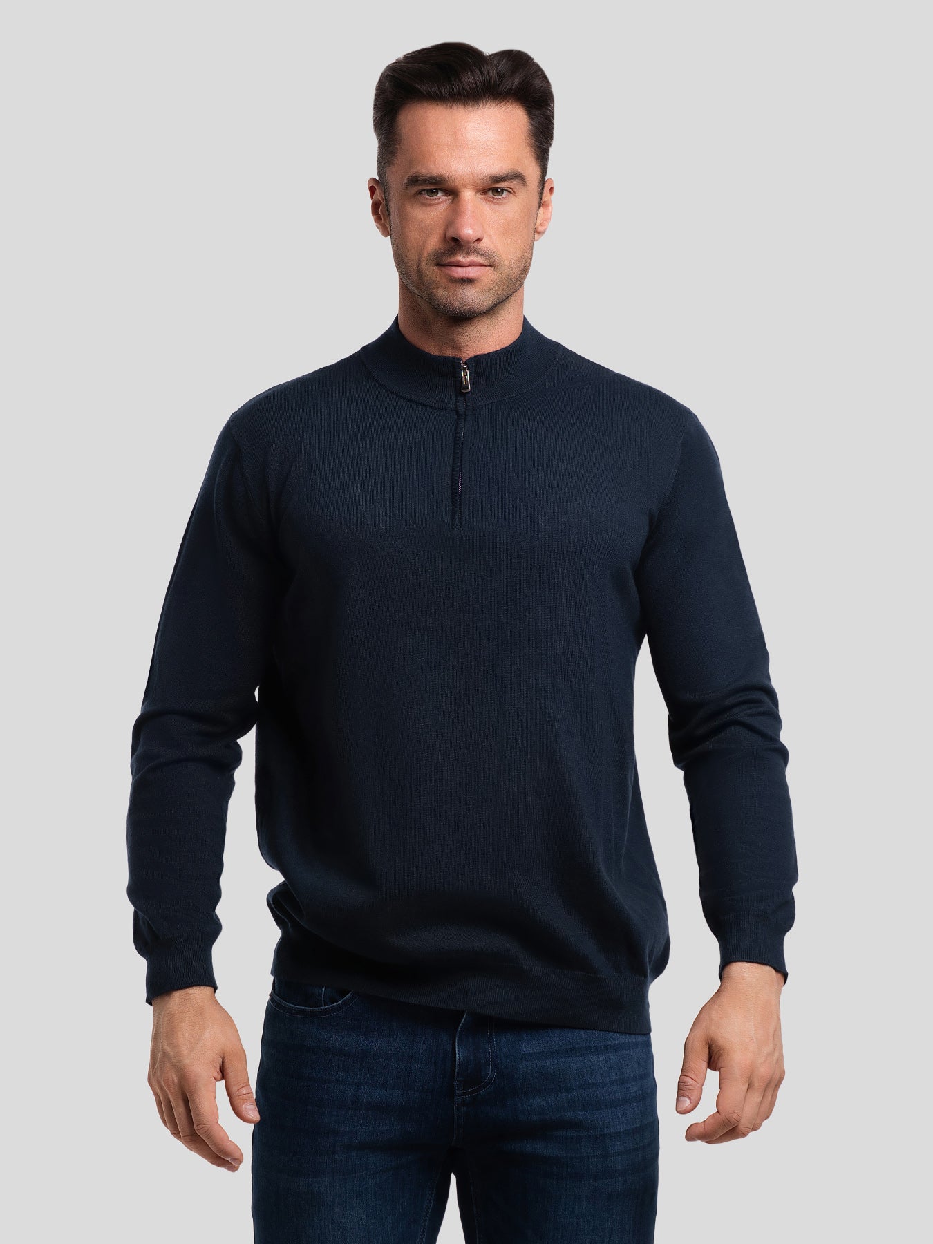 GentleKnit Washable Half Zip Mock Neck Sweater