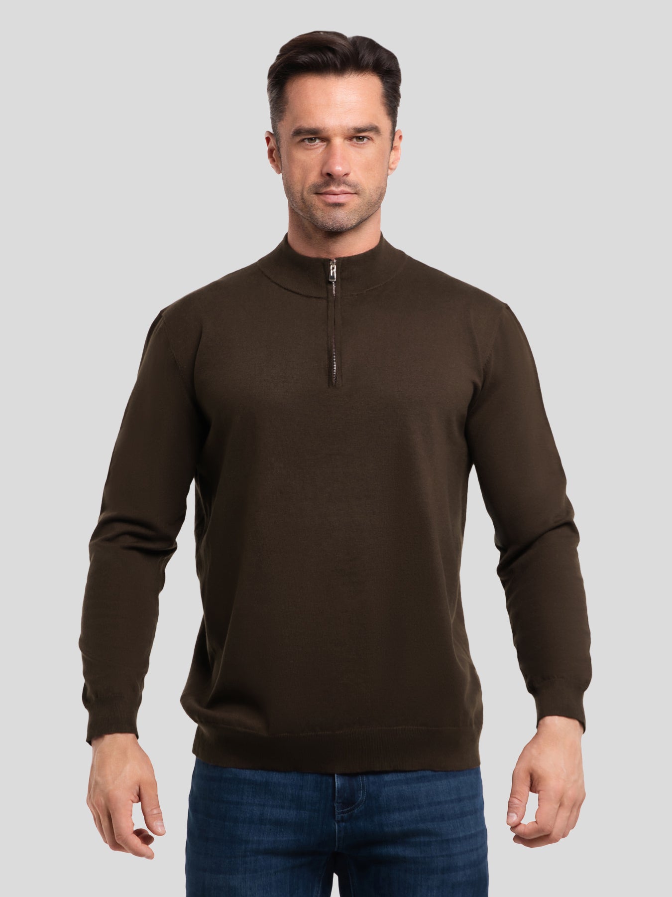 GentleKnit Washable Merino Half Zip Mock Neck Sweater