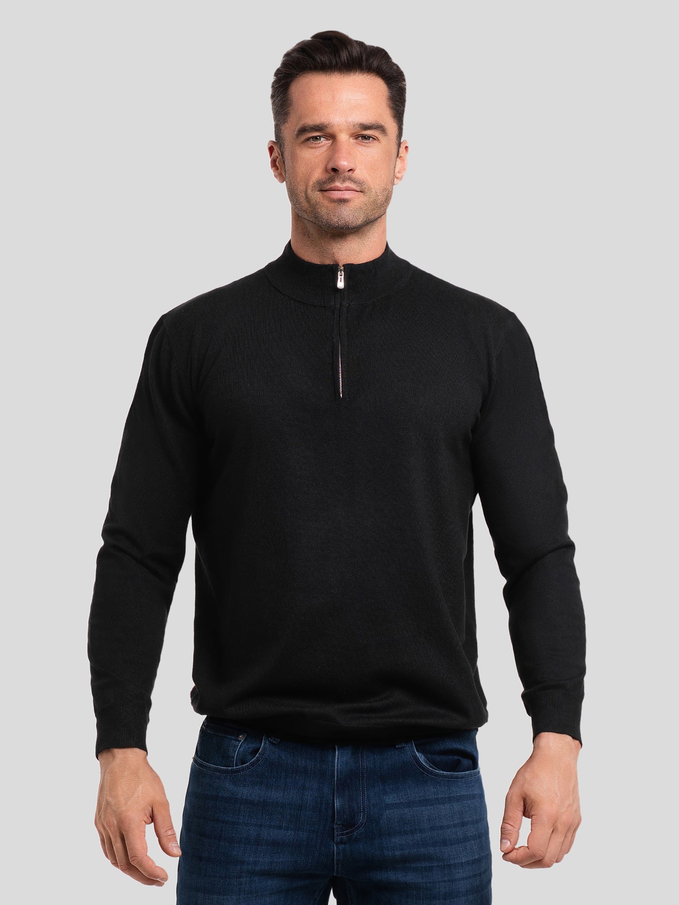 GentleKnit Washable Merino Half Zip Mock Neck Sweater