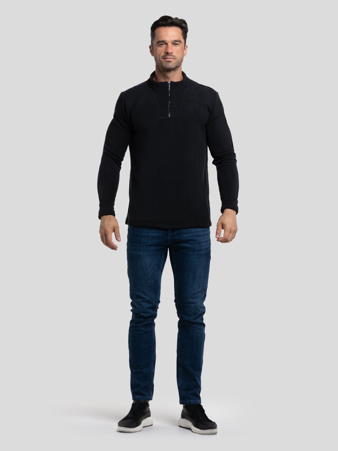 LuxeCozy Fleece Half Zip Mock Neck Sweatshirt