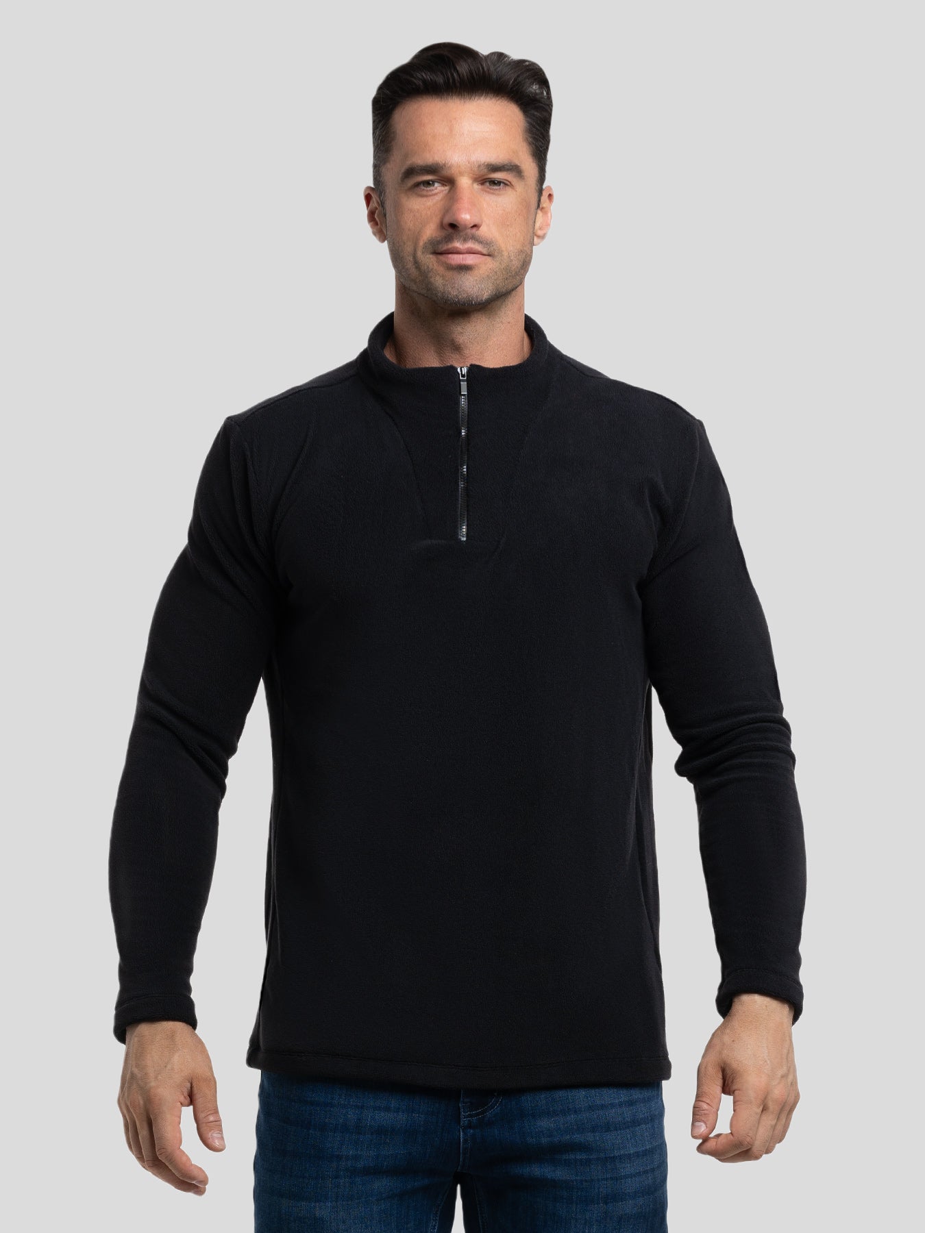 LuxeCozy Fleece Half Zip Mock Neck Sweatshirt