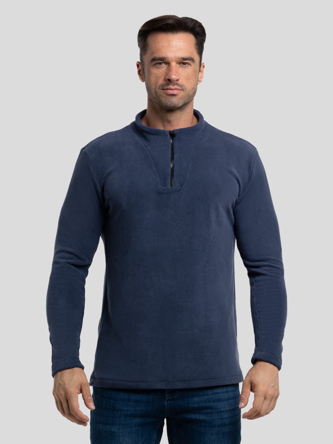 LuxeCozy Fleece Half Zip Mock Neck Sweatshirt