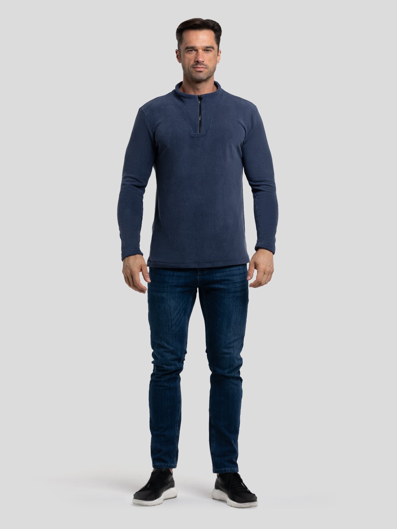 LuxeCozy Fleece Half Zip Mock Neck Sweatshirt