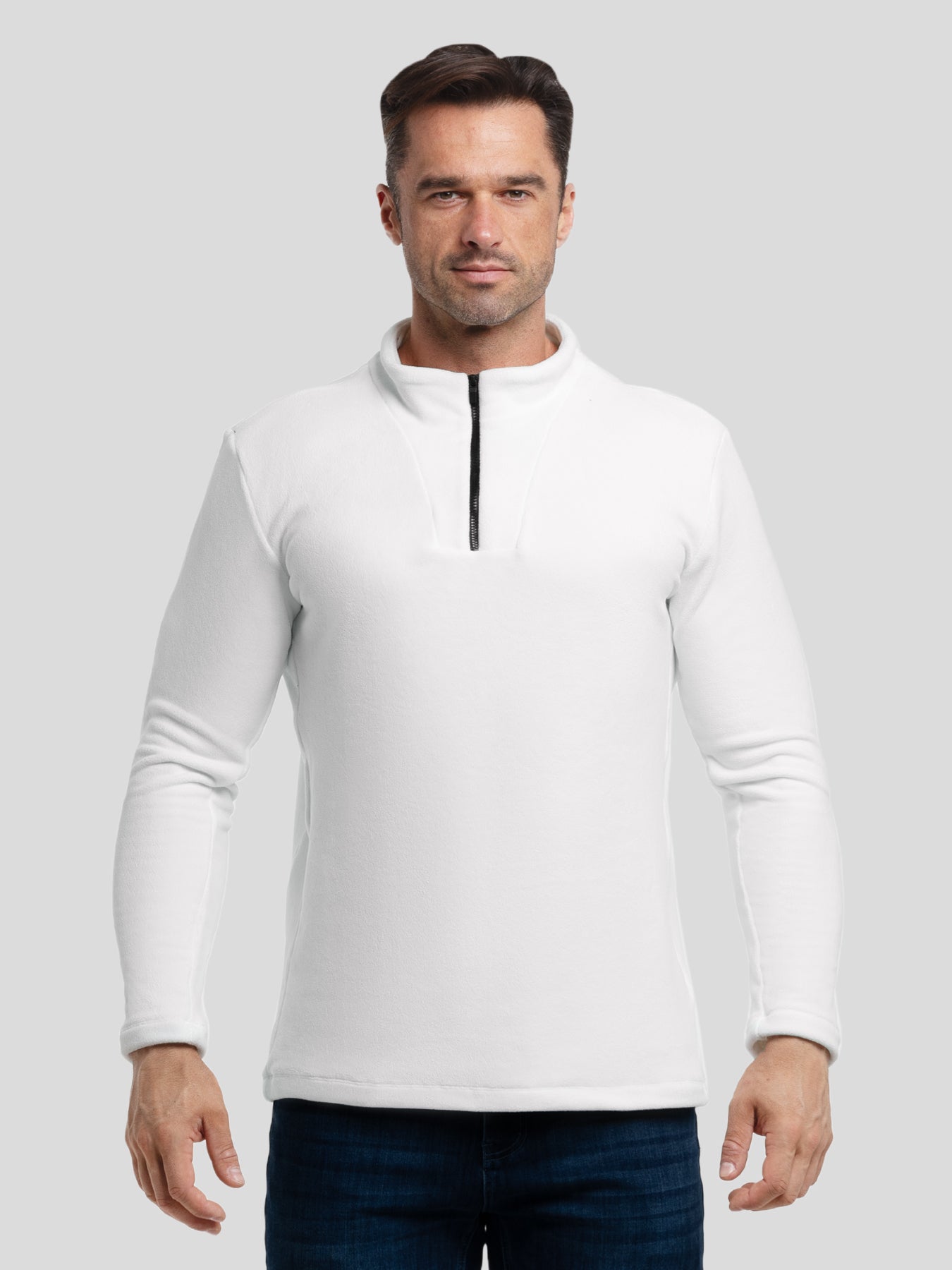 LuxeCozy Fleece Half Zip Mock Neck Sweatshirt