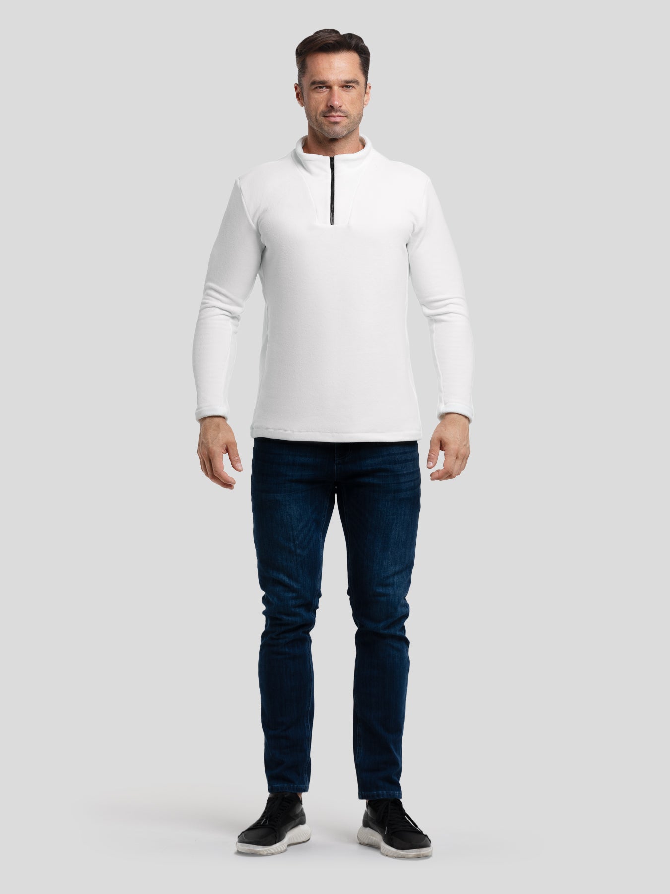 LuxeCozy Fleece Half Zip Mock Neck Sweatshirt