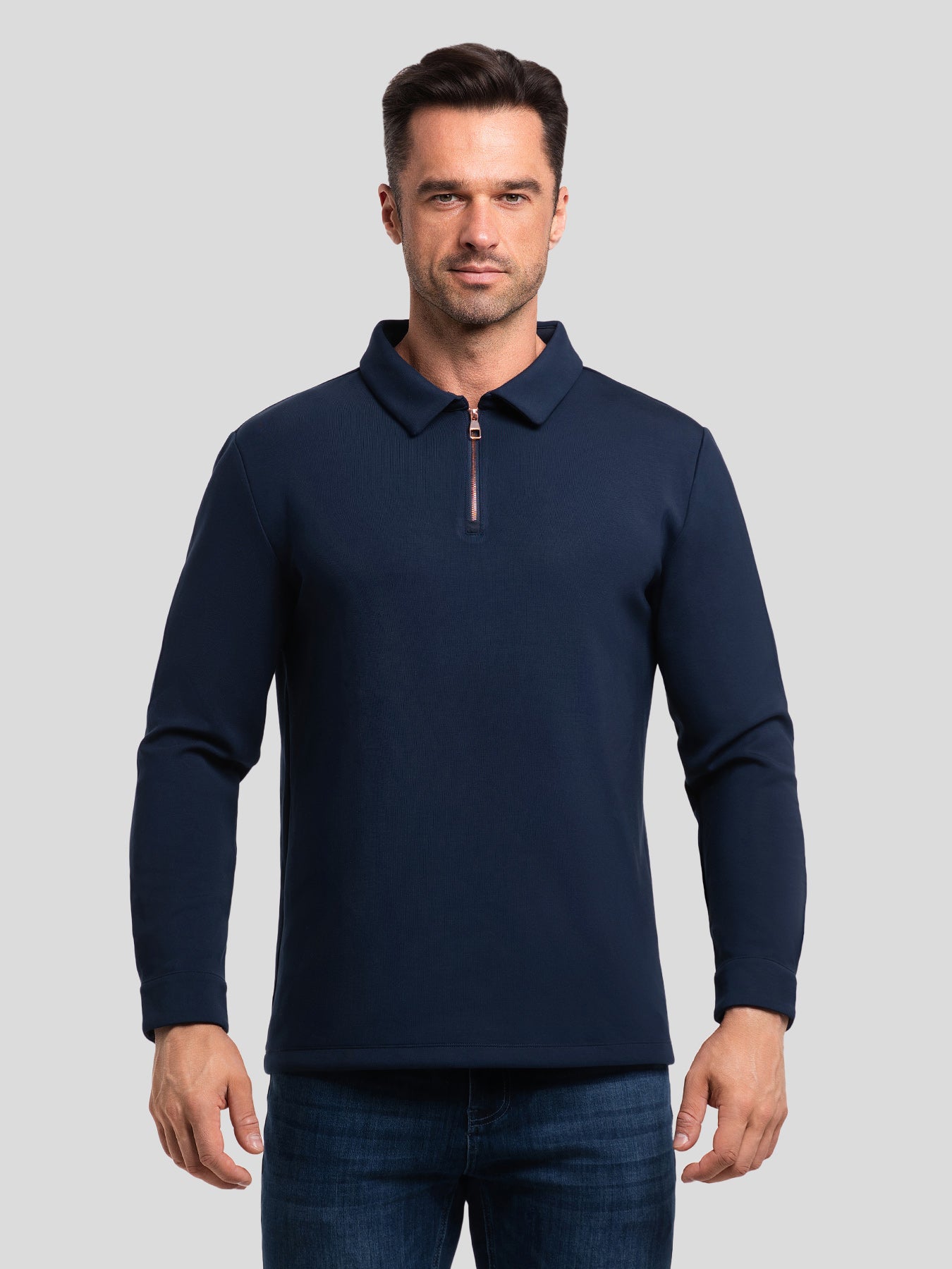 Modal Blend Long Sleeve Half Zip Polo