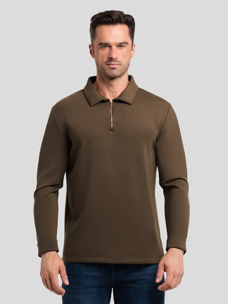 Modal Blend Long Sleeve Half Zip Polo