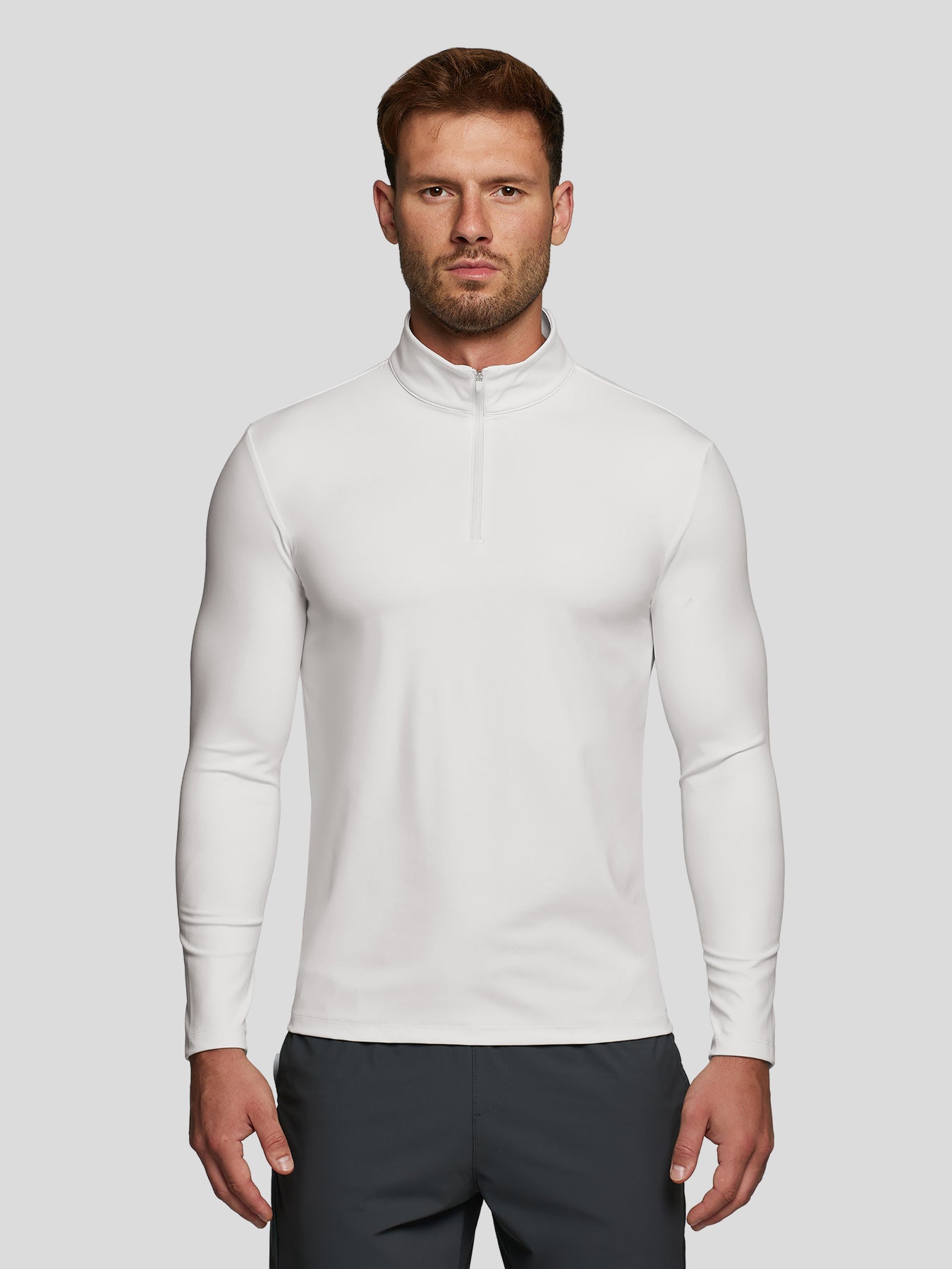 SmoothBlend Half Zip Mock Neck Tee: Zip Same Color