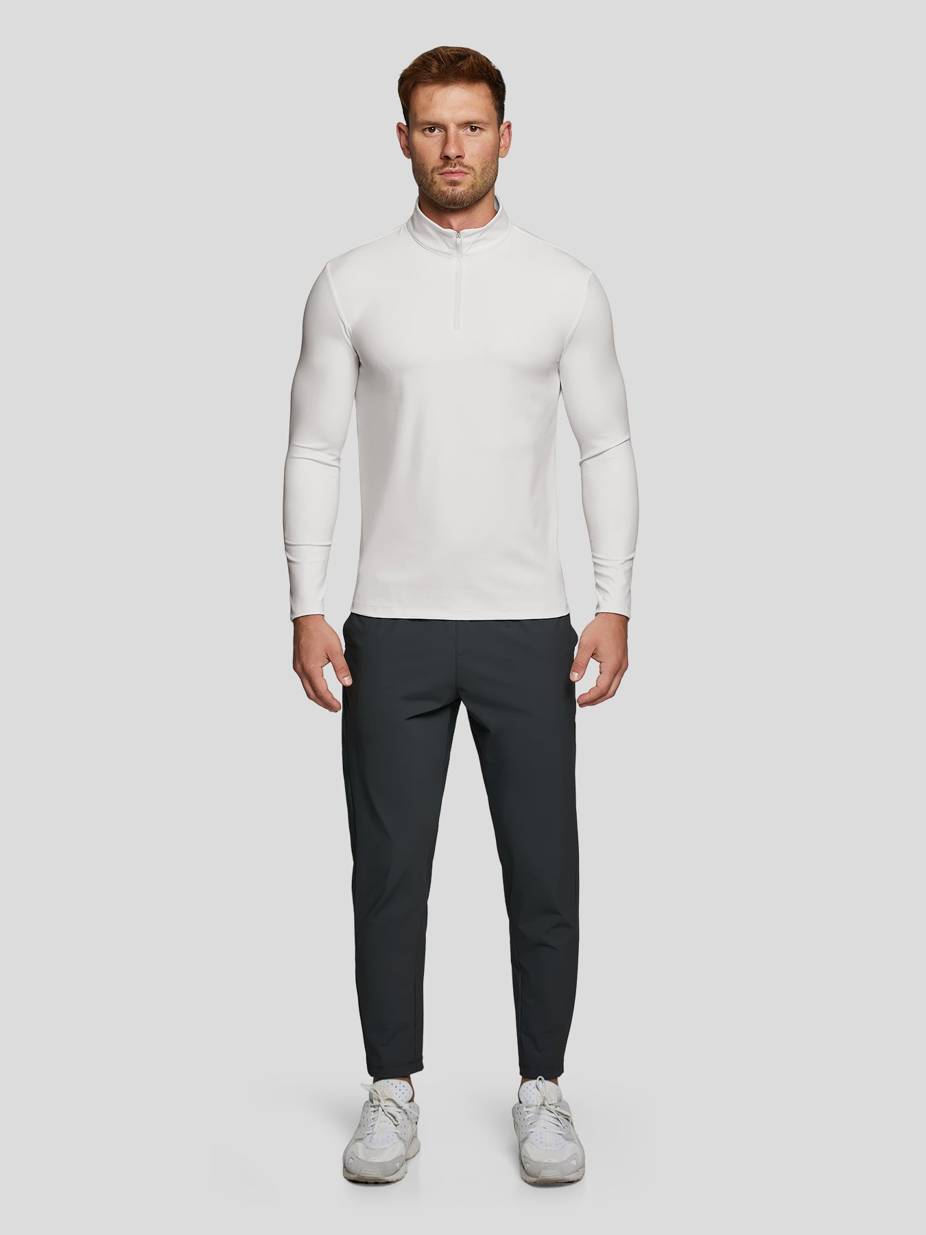 SmoothBlend Half Zip Mock Neck Tee: Zip Same Color