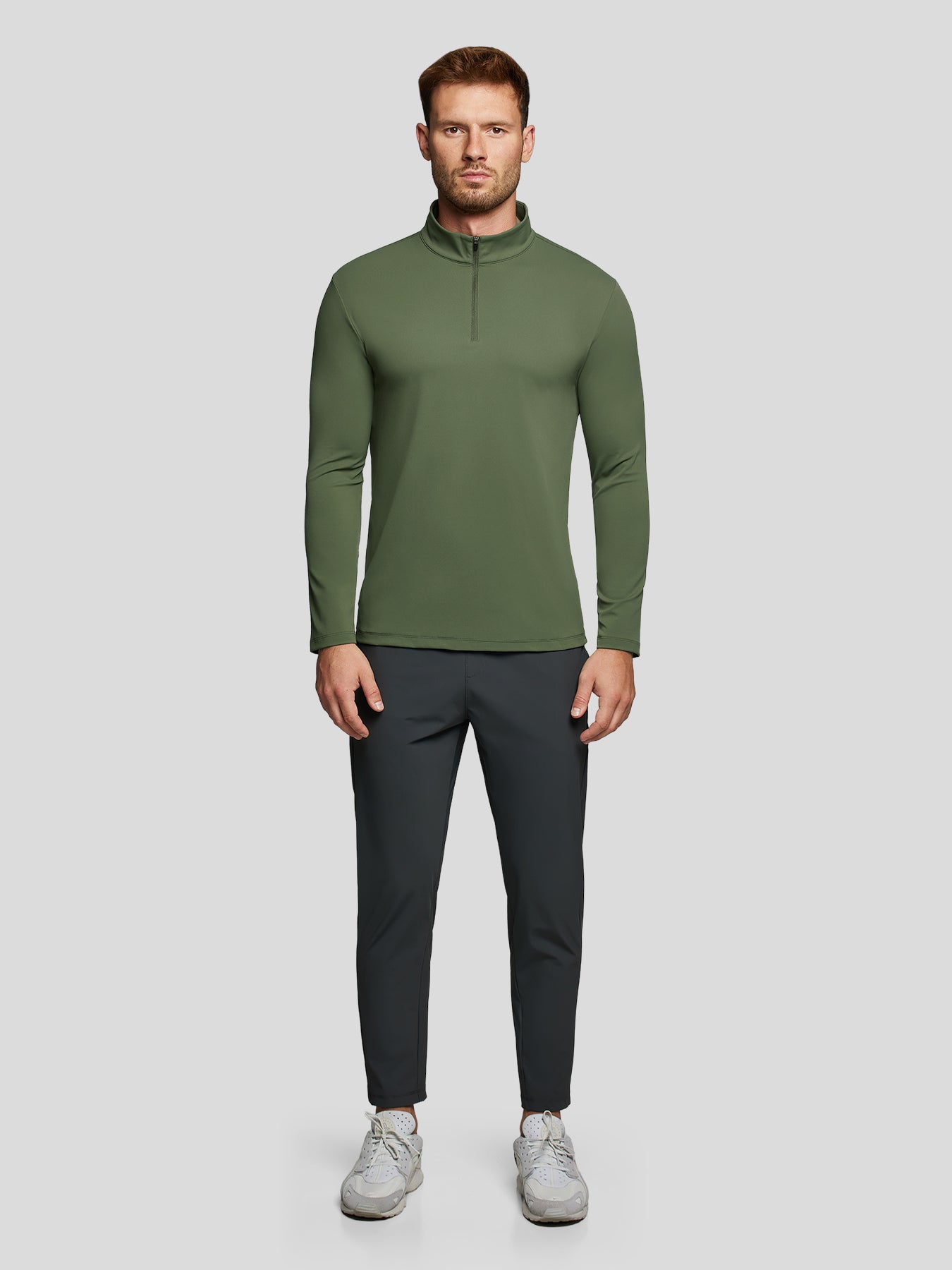 SmoothBlend Half Zip Mock Neck Tee: Zip Same Color