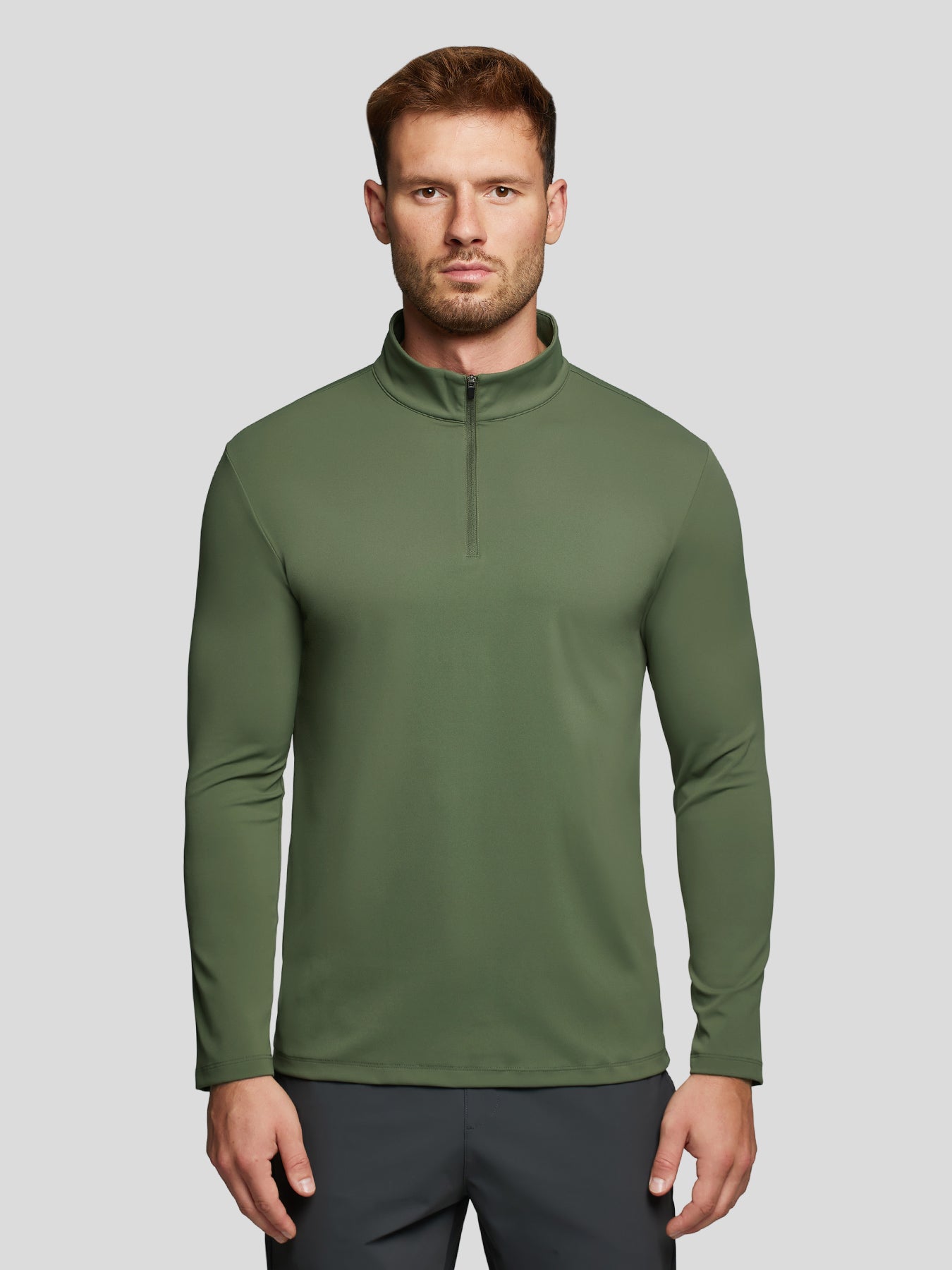 SmoothBlend Half Zip Mock Neck Tee: Zip Same Color