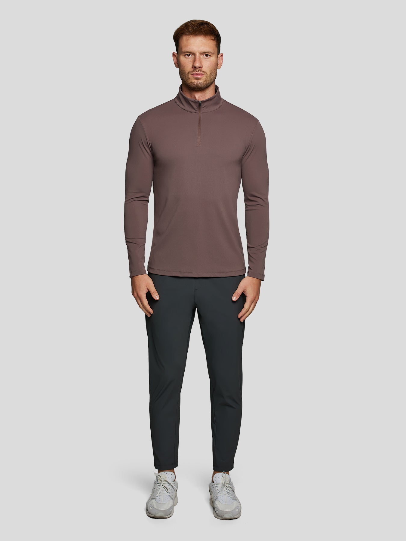 SmoothBlend Half Zip Mock Neck Tee: Zip Same Color