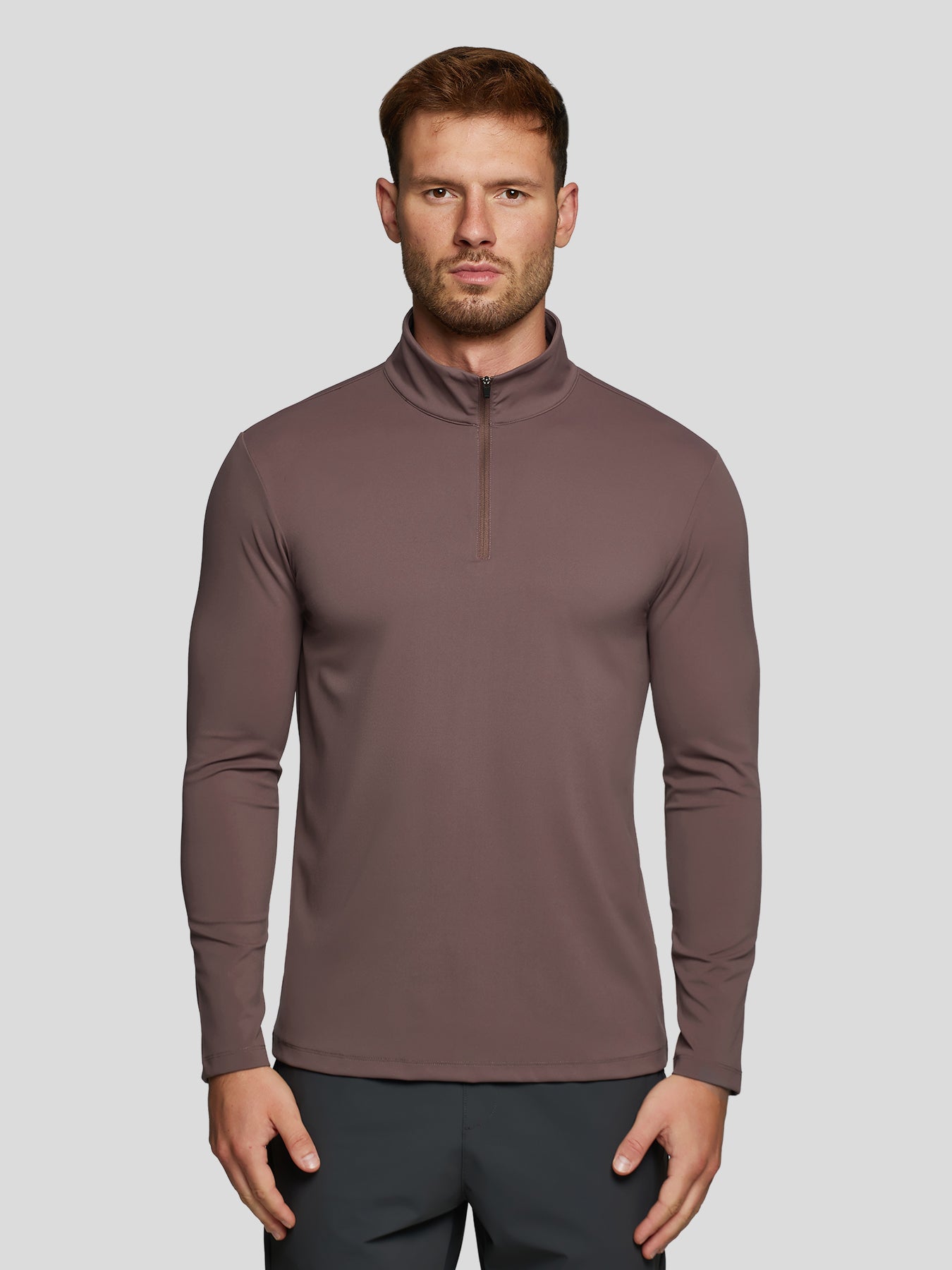 SmoothBlend Half Zip Mock Neck Tee: Zip Same Color