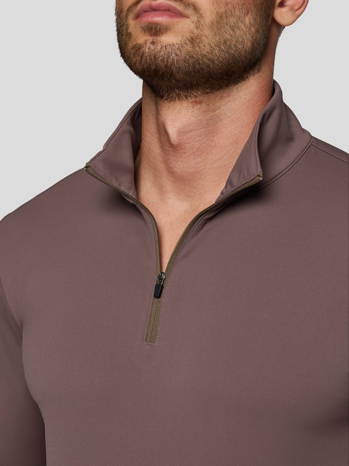 SmoothBlend Half Zip Mock Neck Tee: Zip Same Color