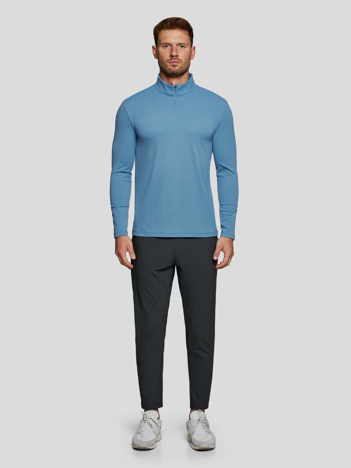 SmoothBlend Half Zip Mock Neck Tee: Zip Same Color