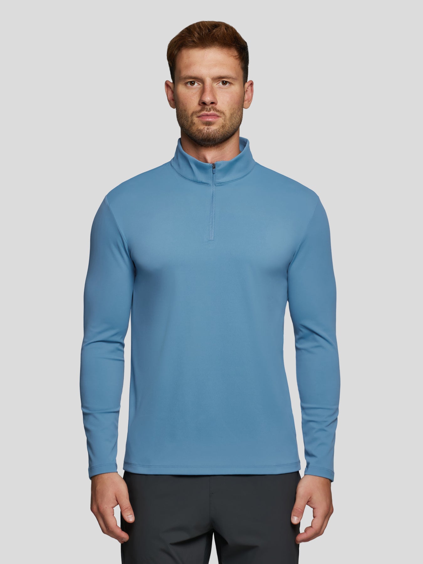 SmoothBlend Half Zip Mock Neck Tee: Zip Same Color