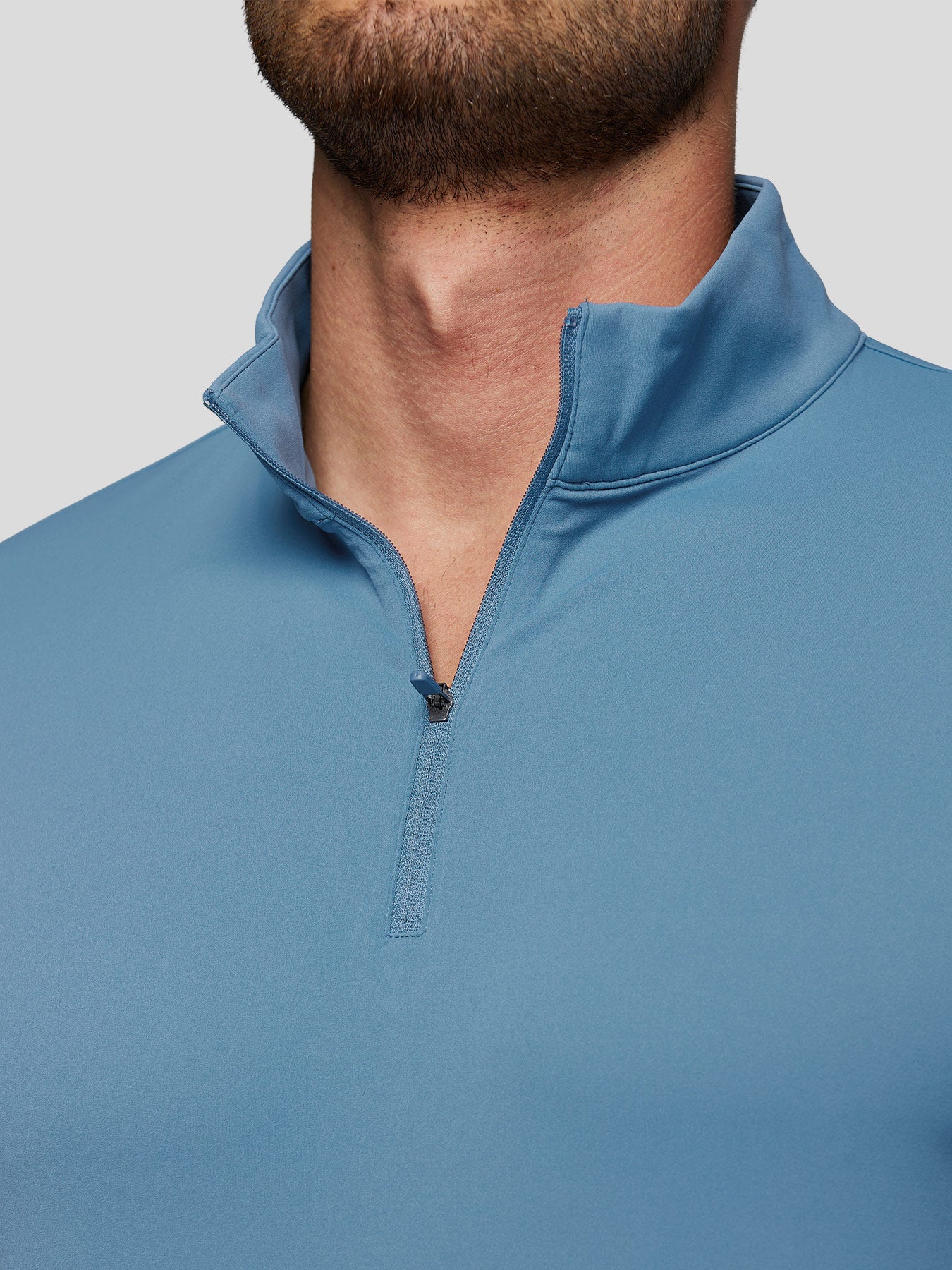 SmoothBlend Half Zip Mock Neck Tee: Zip Same Color