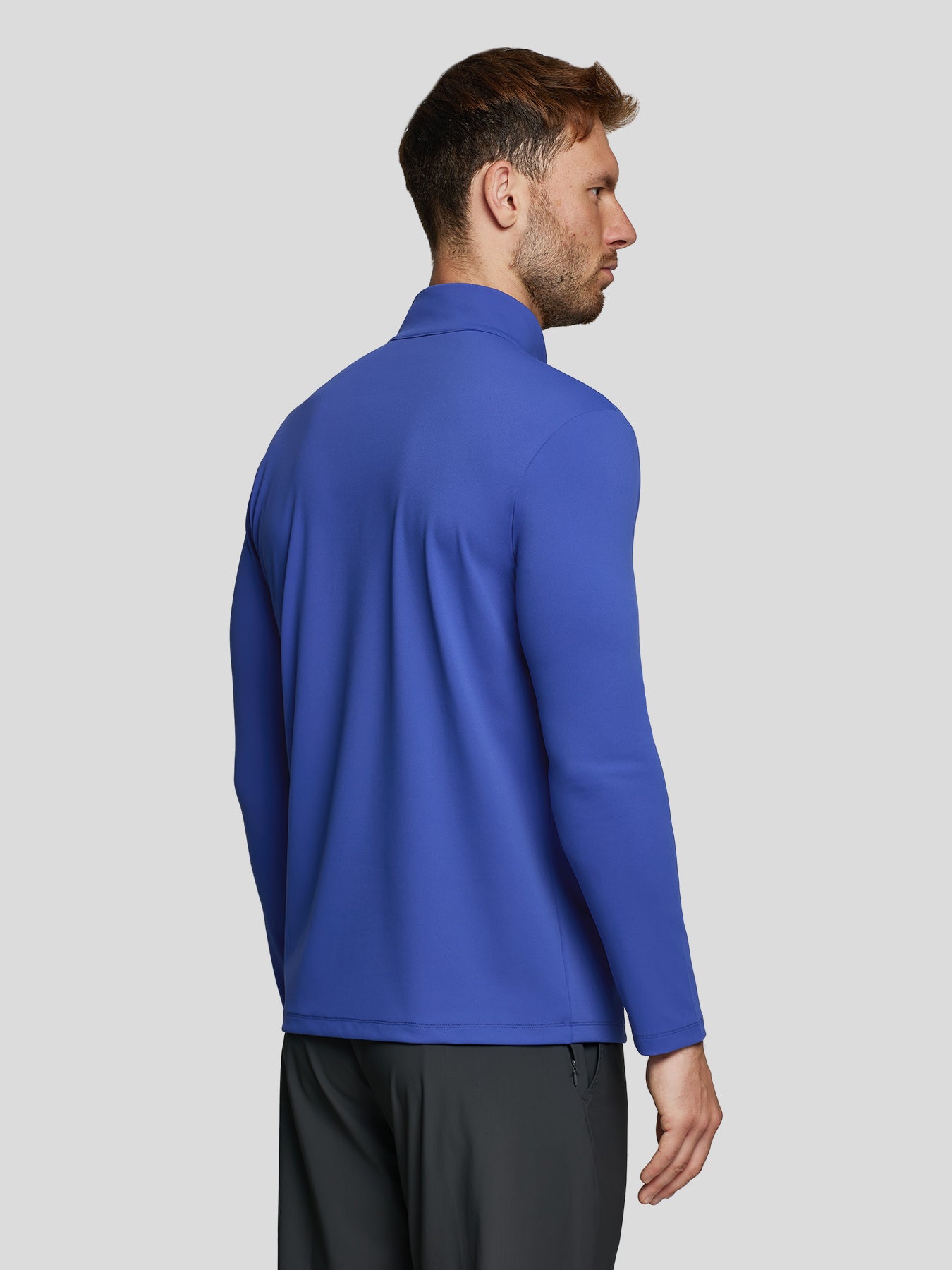 SmoothBlend Slim Fit Half Zip Mock Neck Tee: Zip Contrast Color