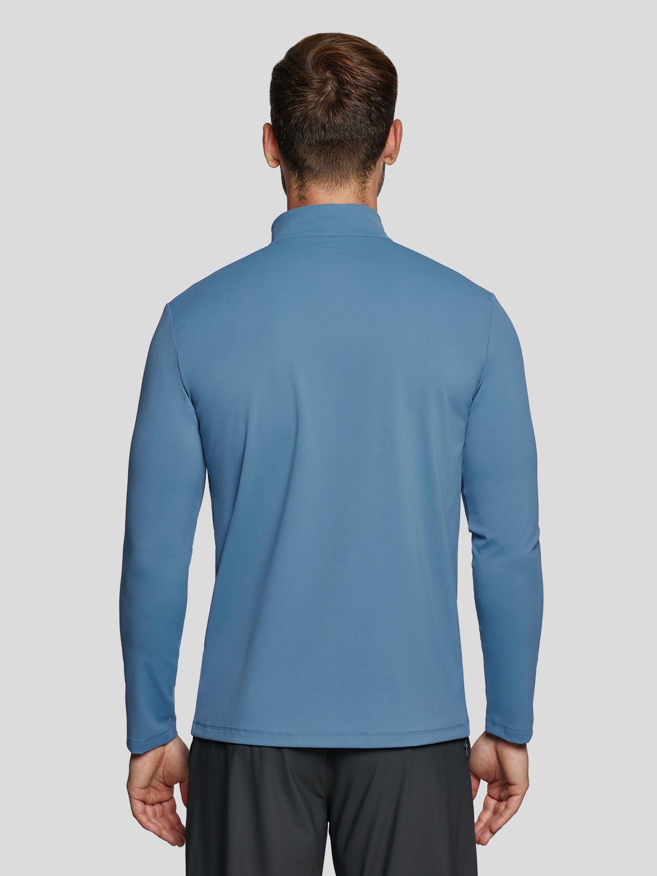 SmoothBlend Slim Fit Half Zip Mock Neck Tee: Zip Contrast Color