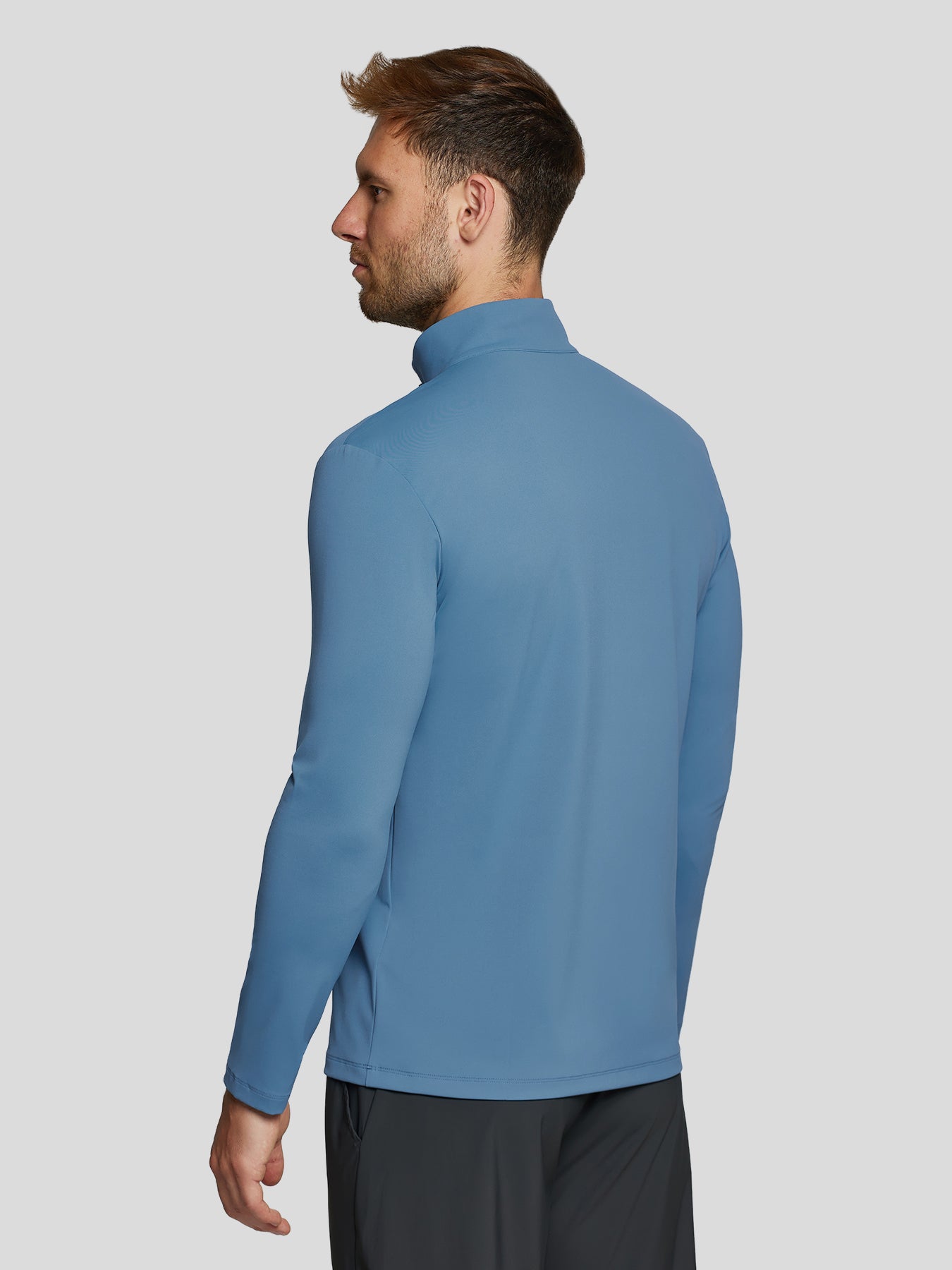 SmoothBlend Slim Fit Half Zip Mock Neck Tee: Zip Contrast Color