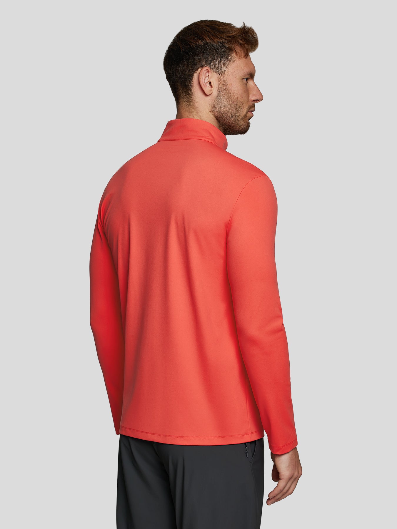 SmoothBlend Slim Fit Half Zip Mock Neck Tee: Zip Contrast Color