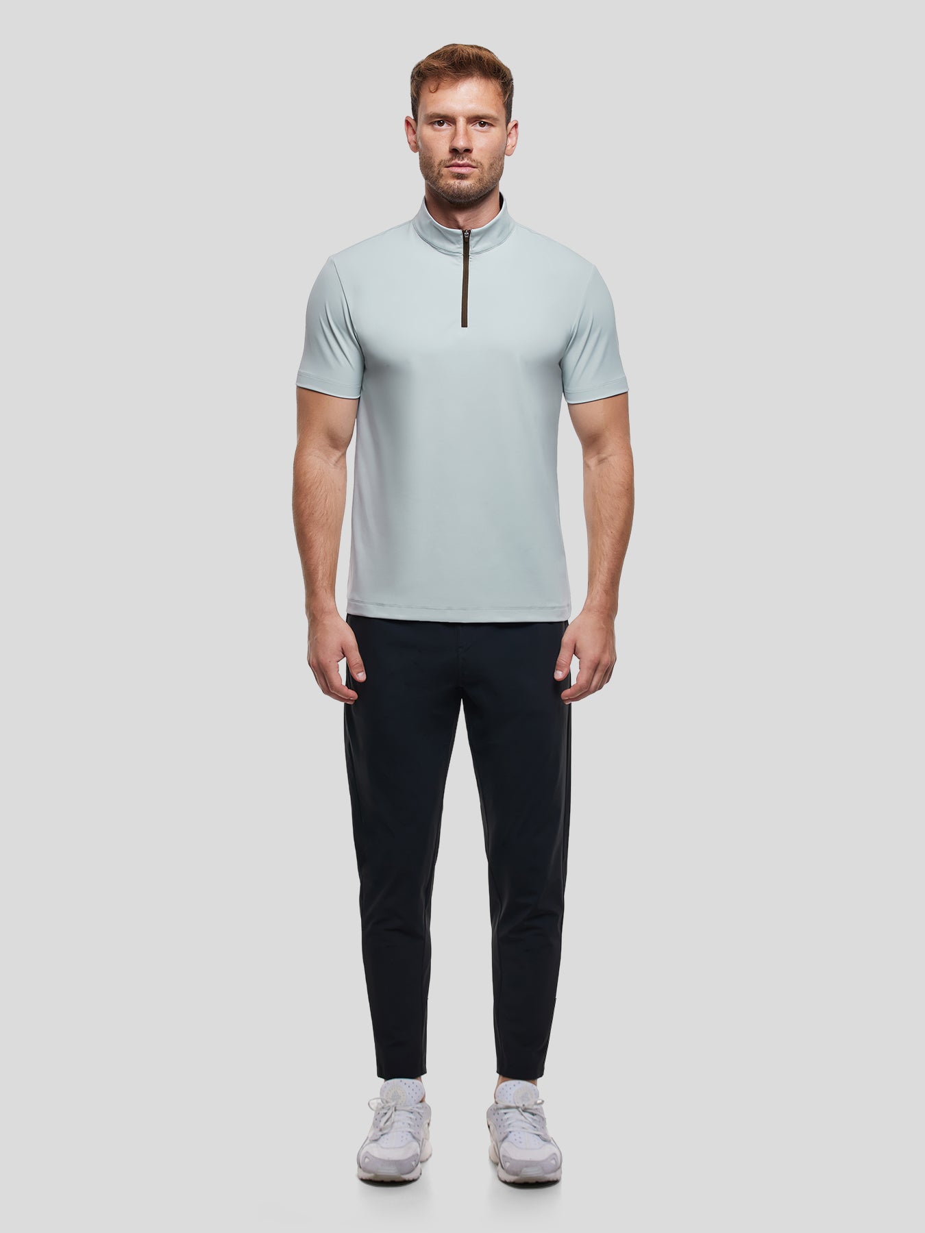 SmoothBlend Half Zip Mock Neck Short Sleeve Tee