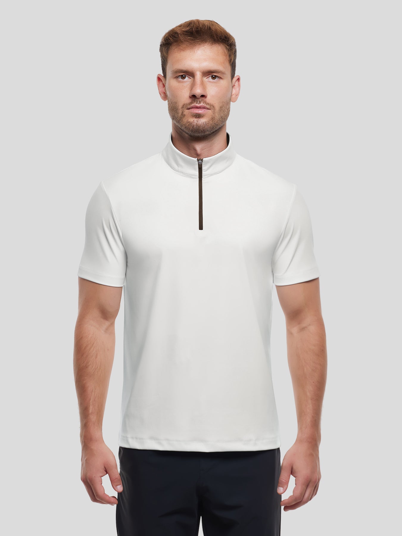 SmoothBlend Half Zip Mock Neck Short Sleeve Tee