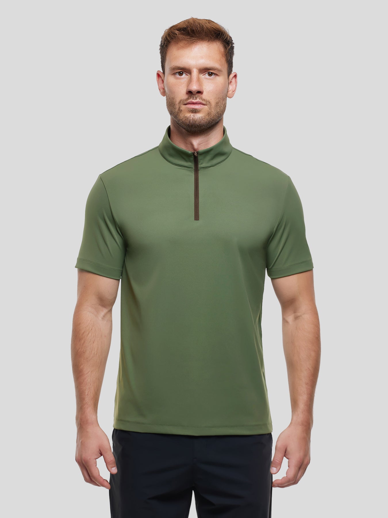 SmoothBlend Half Zip Mock Neck Short Sleeve Tee