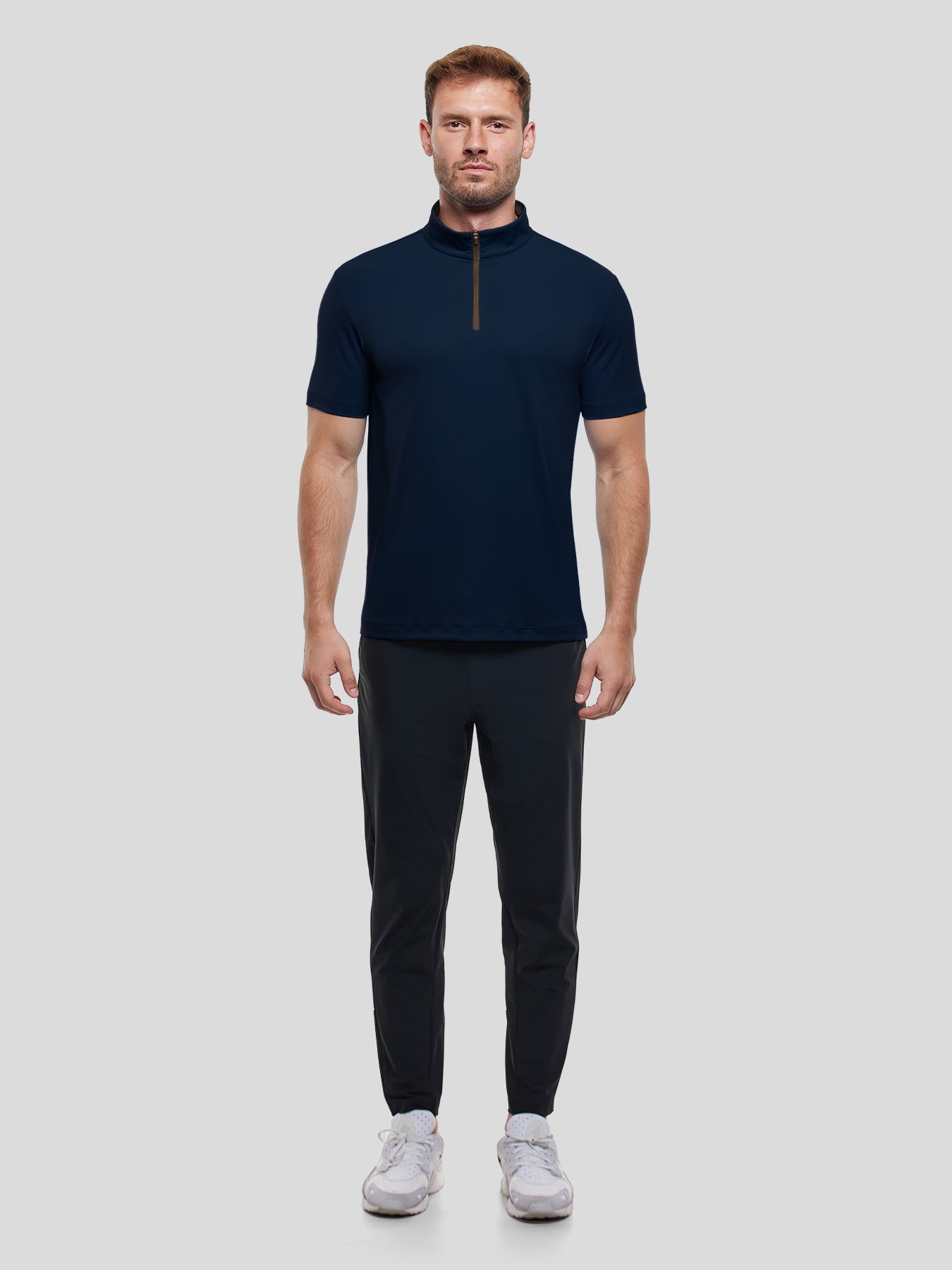 SmoothBlend Half Zip Mock Neck Short Sleeve Tee