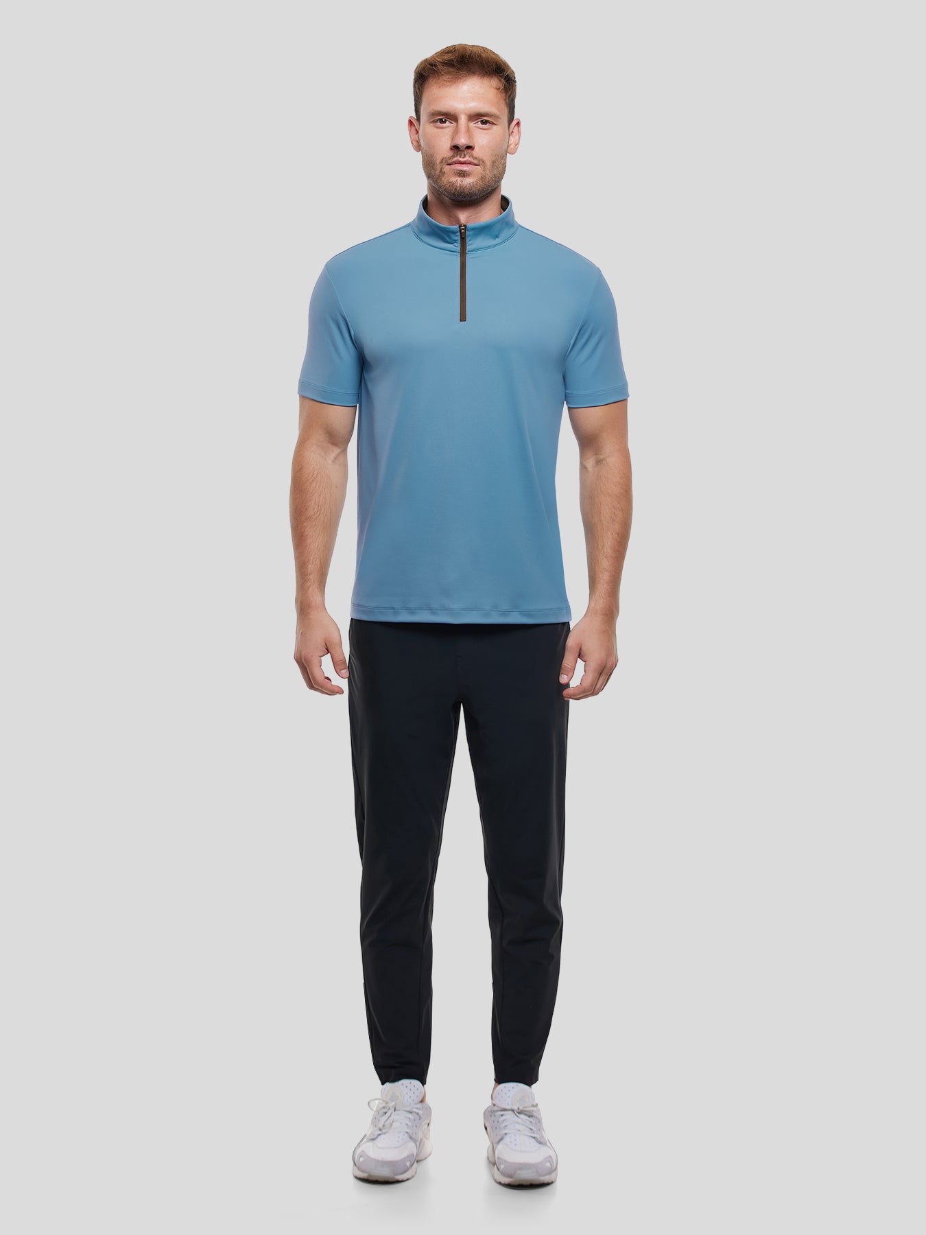 SmoothBlend Half Zip Mock Neck Short Sleeve Tee