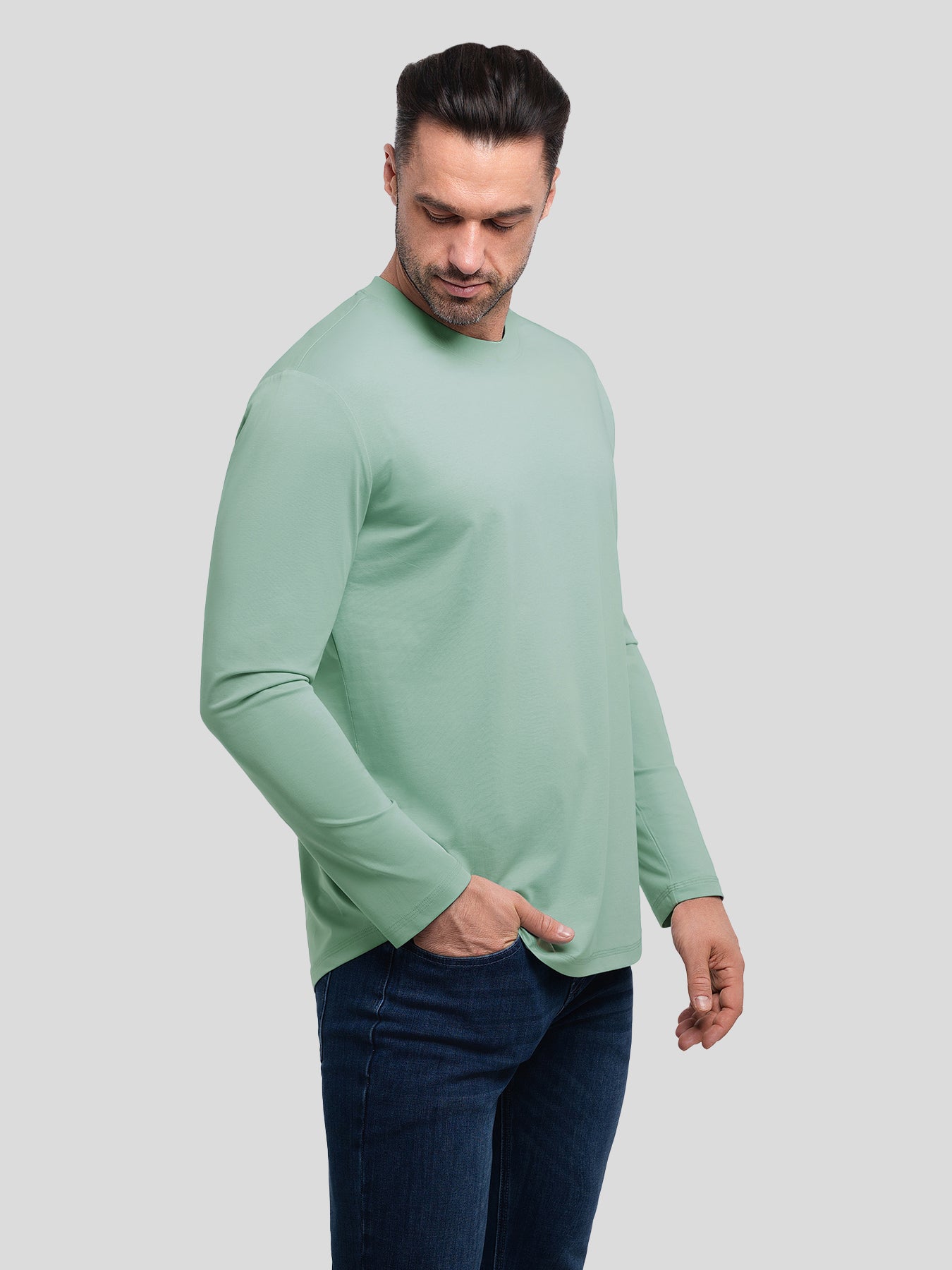 StaySmooth Slim Fit Long Sleeve Curve Hem Tee: 2024 New Colors