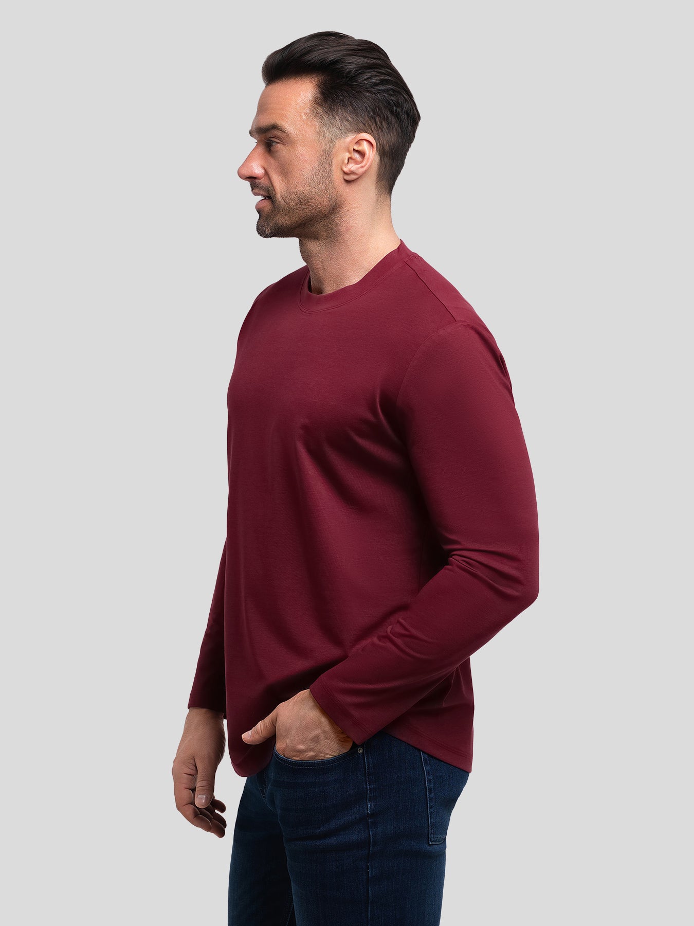 StaySmooth Slim Fit Long Sleeve Curve Hem Tee: 2024 New Colors