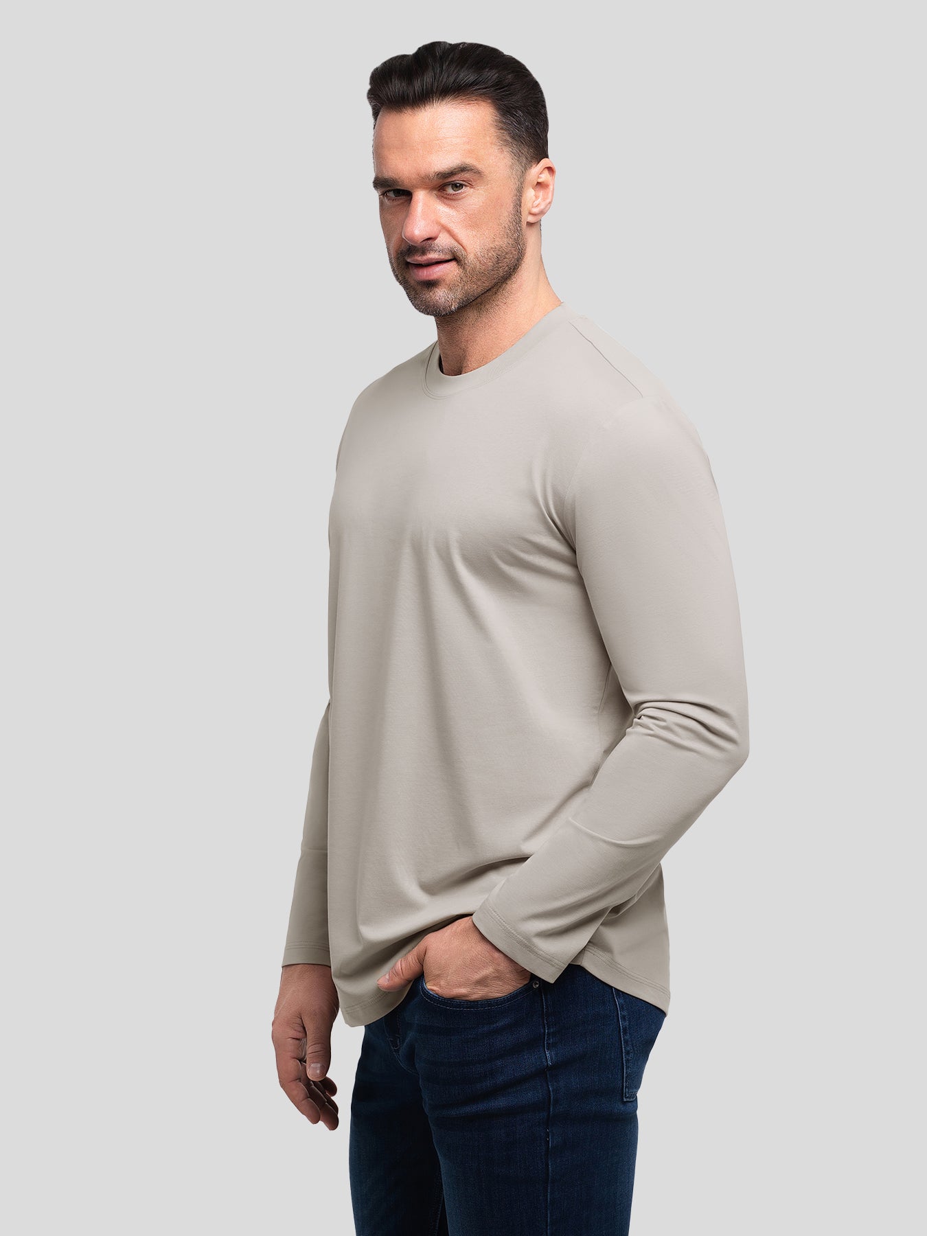 StaySmooth Slim Fit Long Sleeve Curve Hem Tee: 2024 New Colors