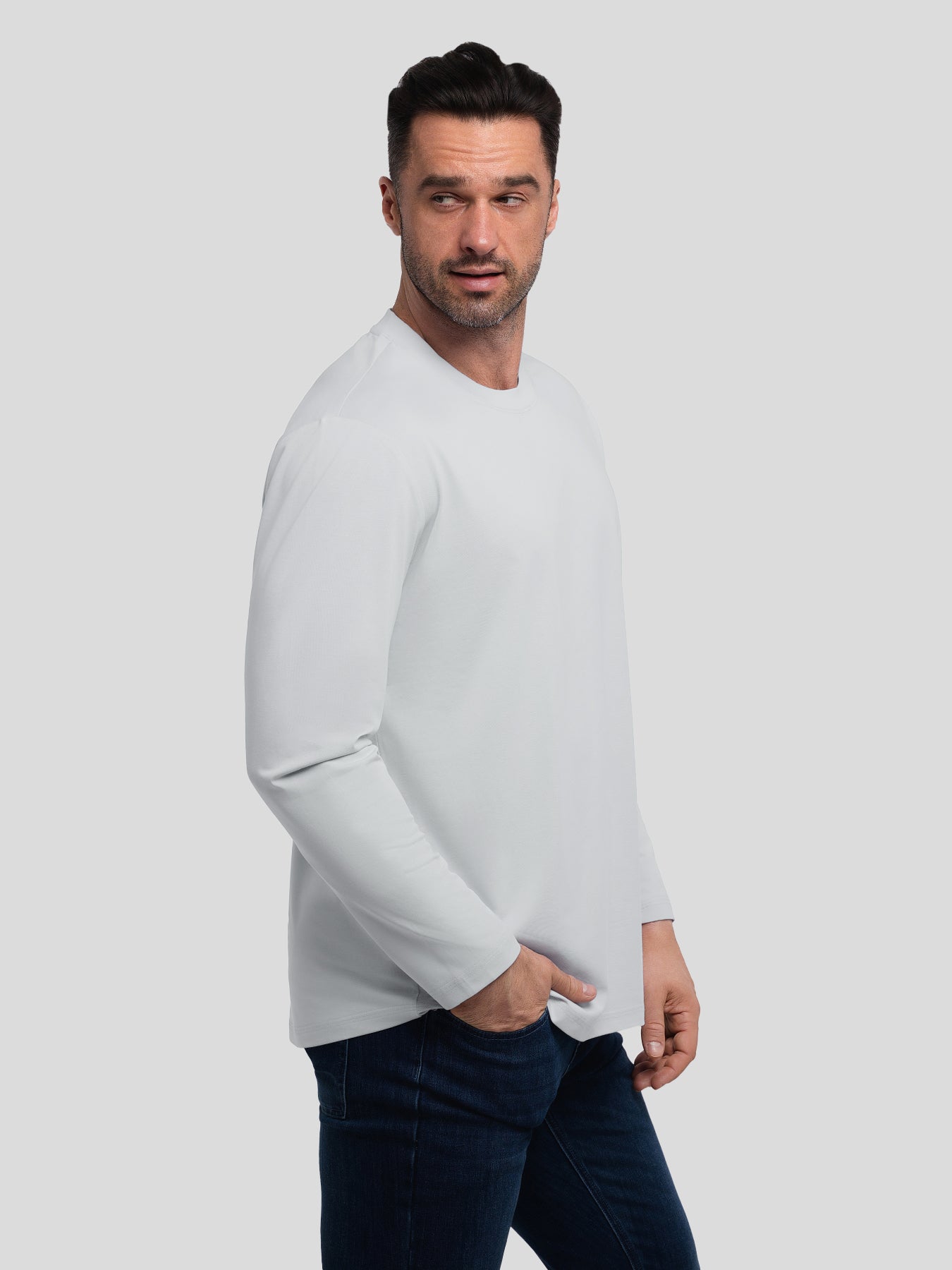 StaySmooth Slim Fit Long Sleeve Curve Hem Tee: 2024 New Colors