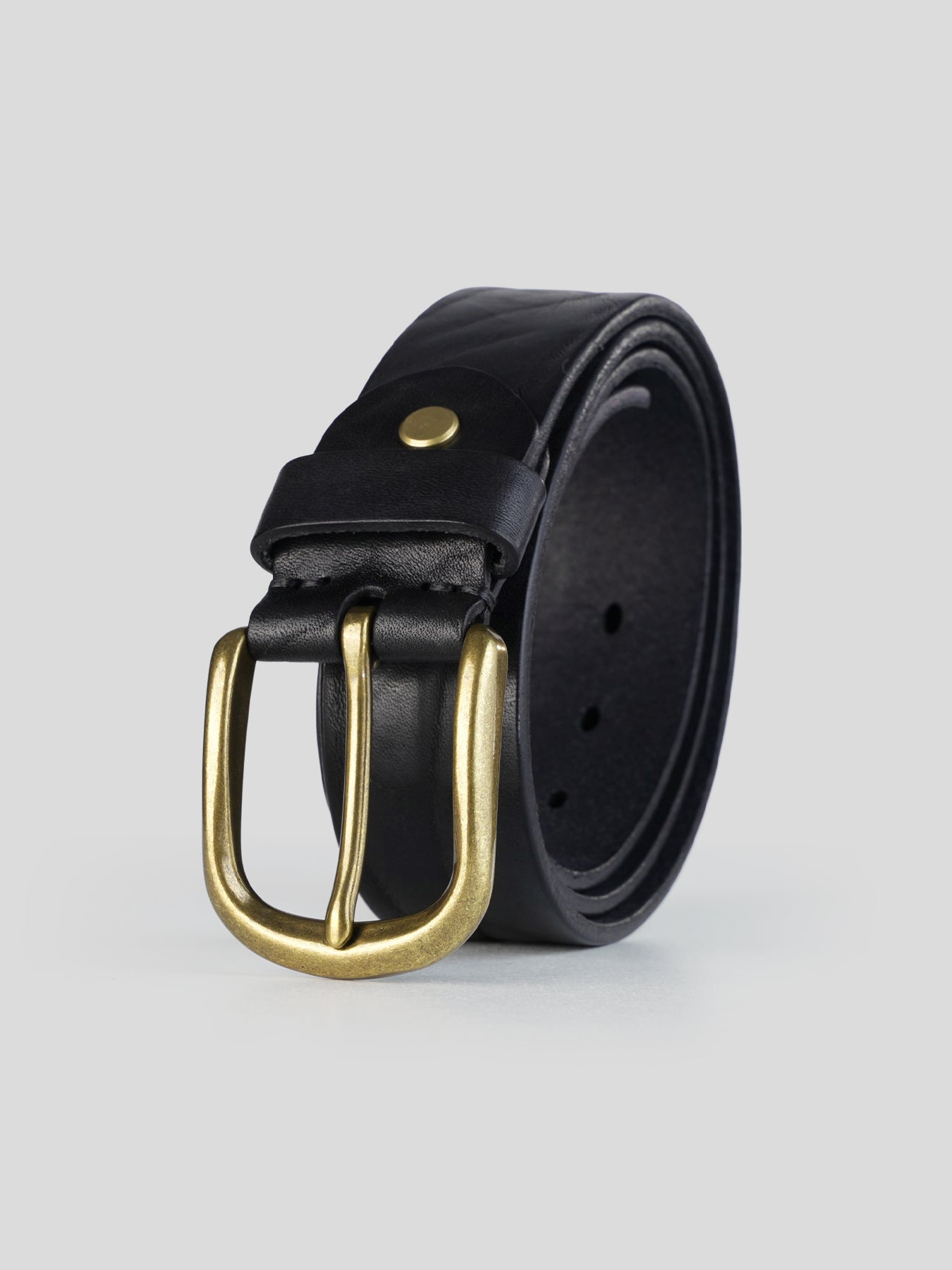 Brass Buckle Leather Dress Belt