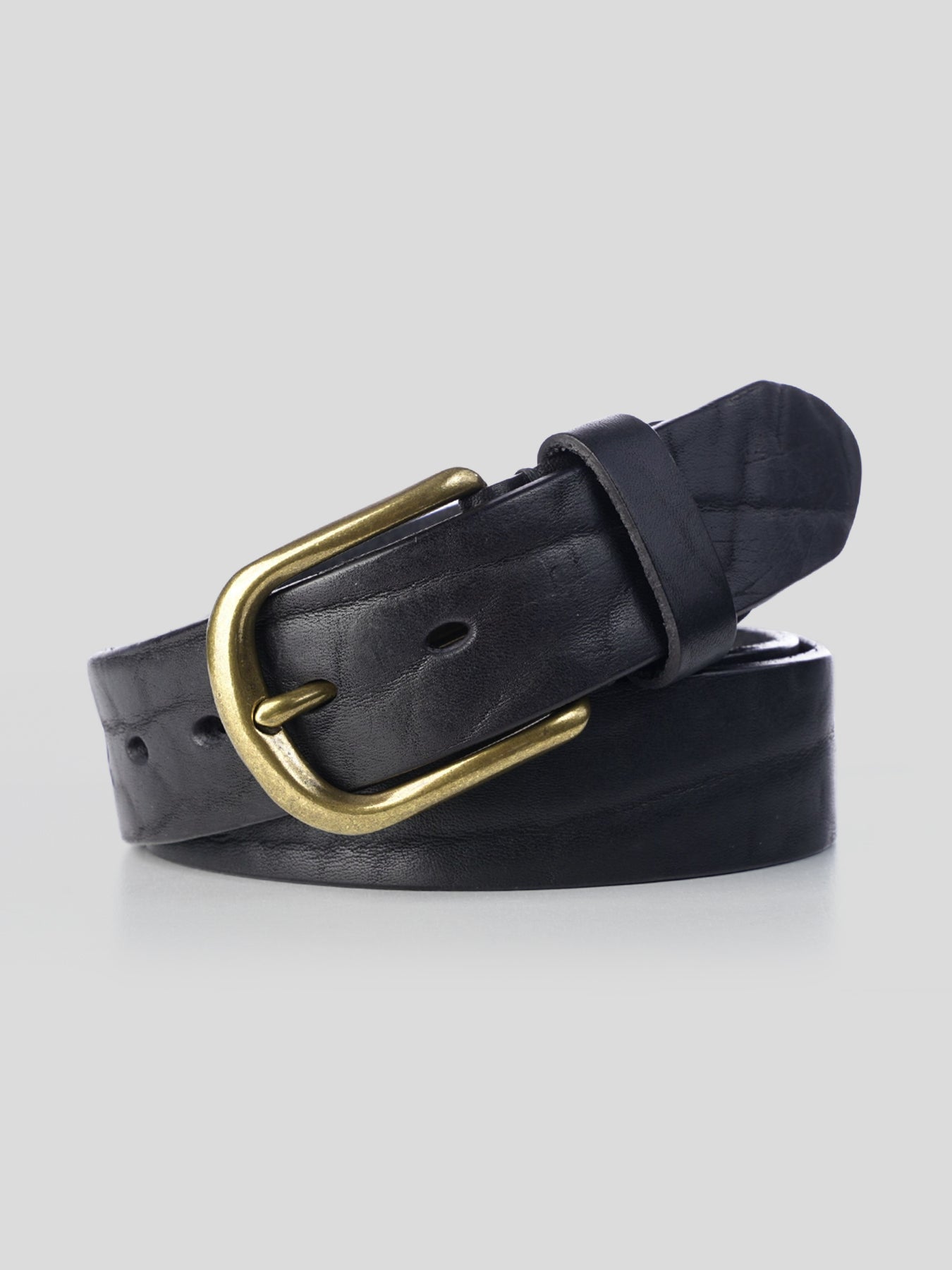 Brass Buckle Leather Dress Belt