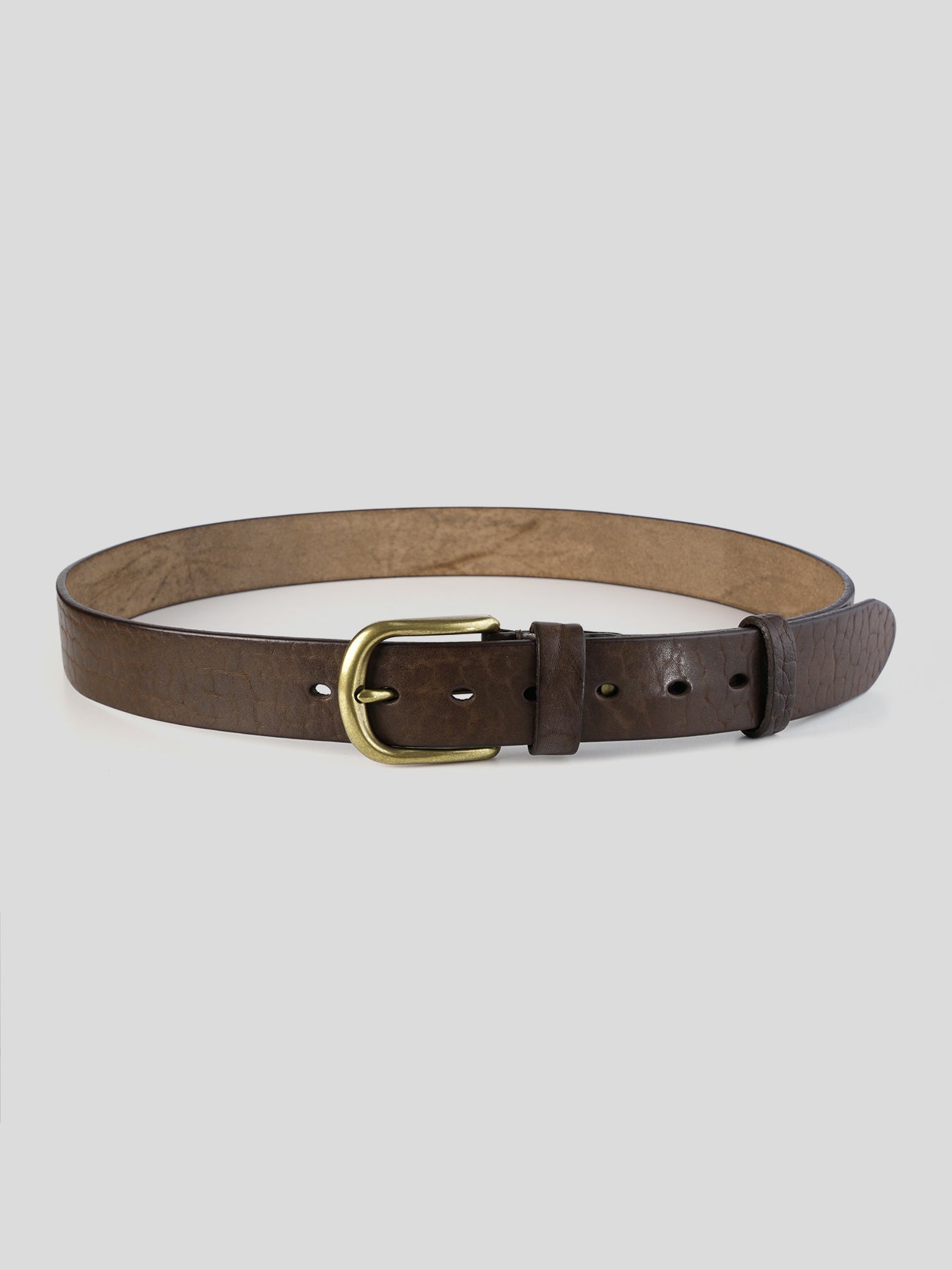 Brass Buckle Leather Dress Belt