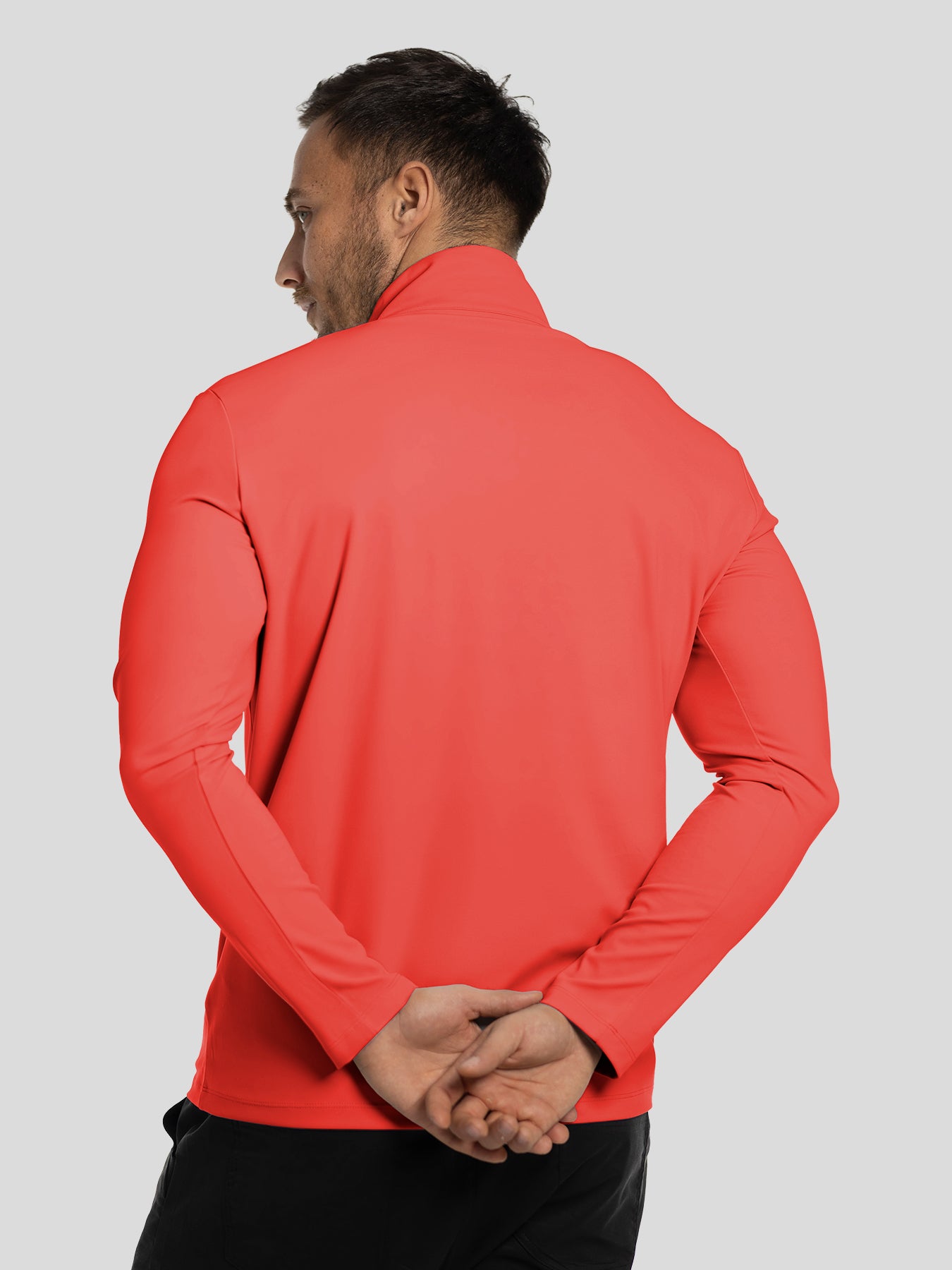 SmoothBlend Slim Fit Half Zip Mock Neck Tee:Zip Contrast Color