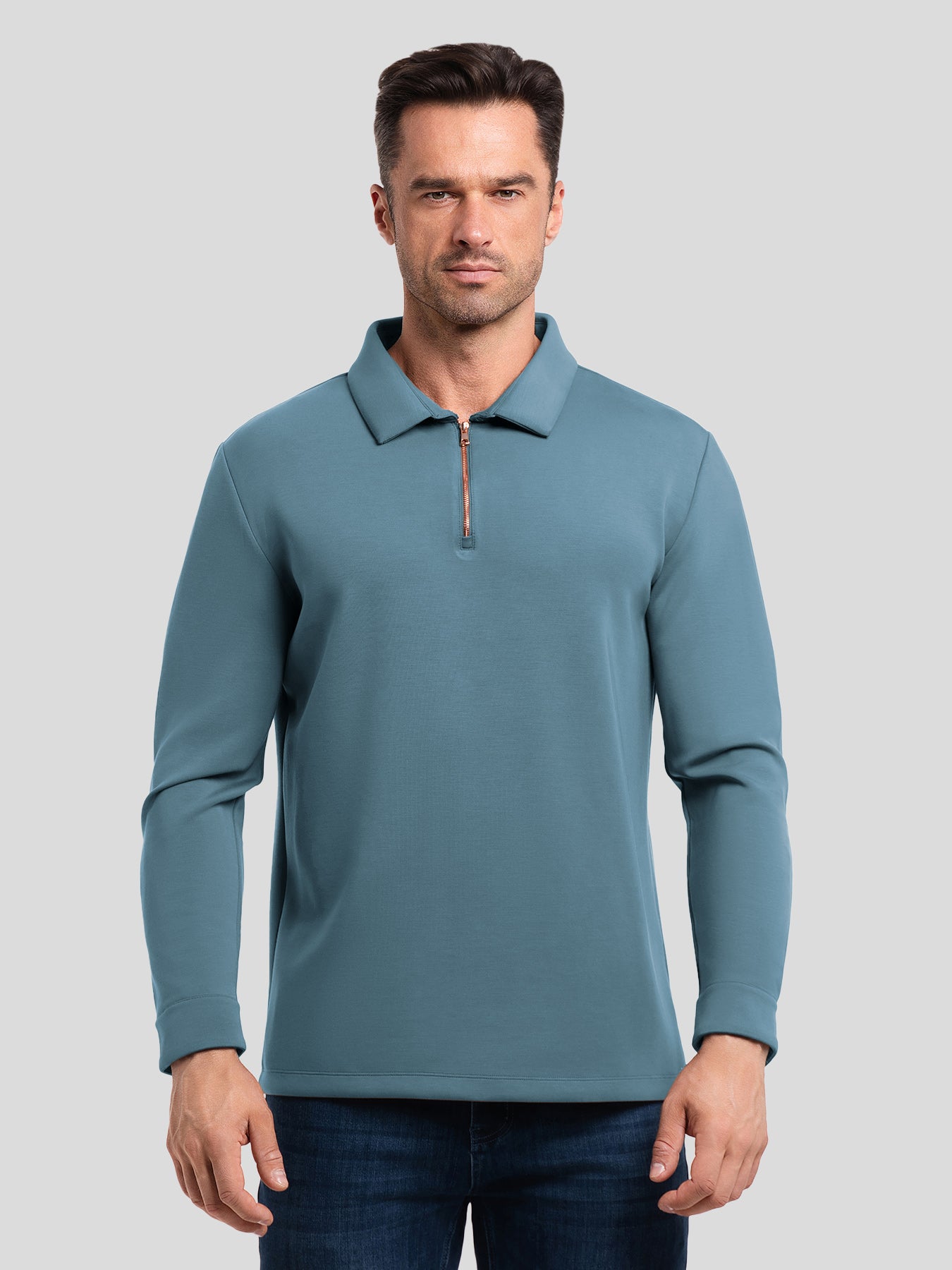 Modal Blend Long Sleeve Half Zip Polo