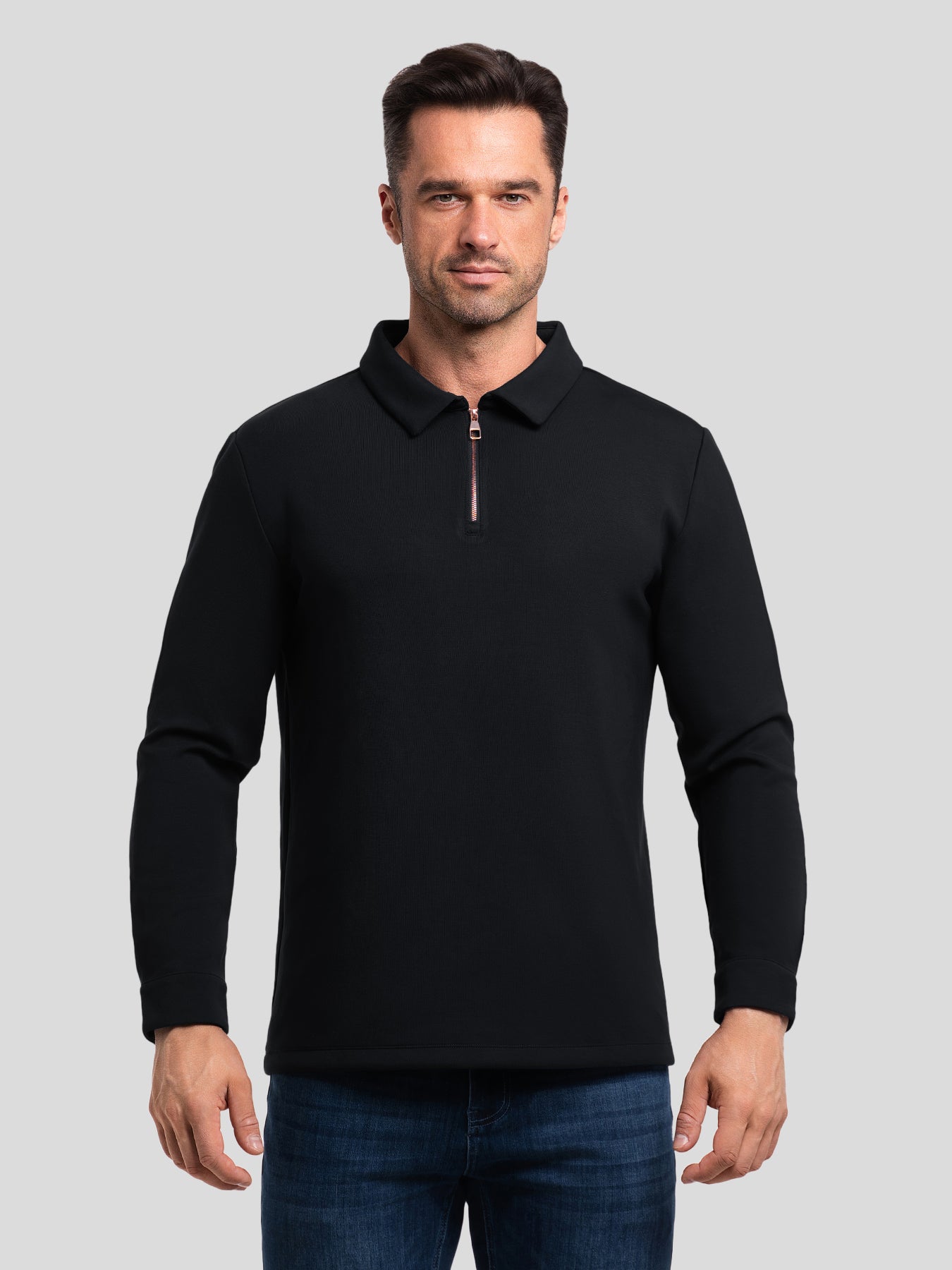 Modal Blend Long Sleeve Half Zip Polo