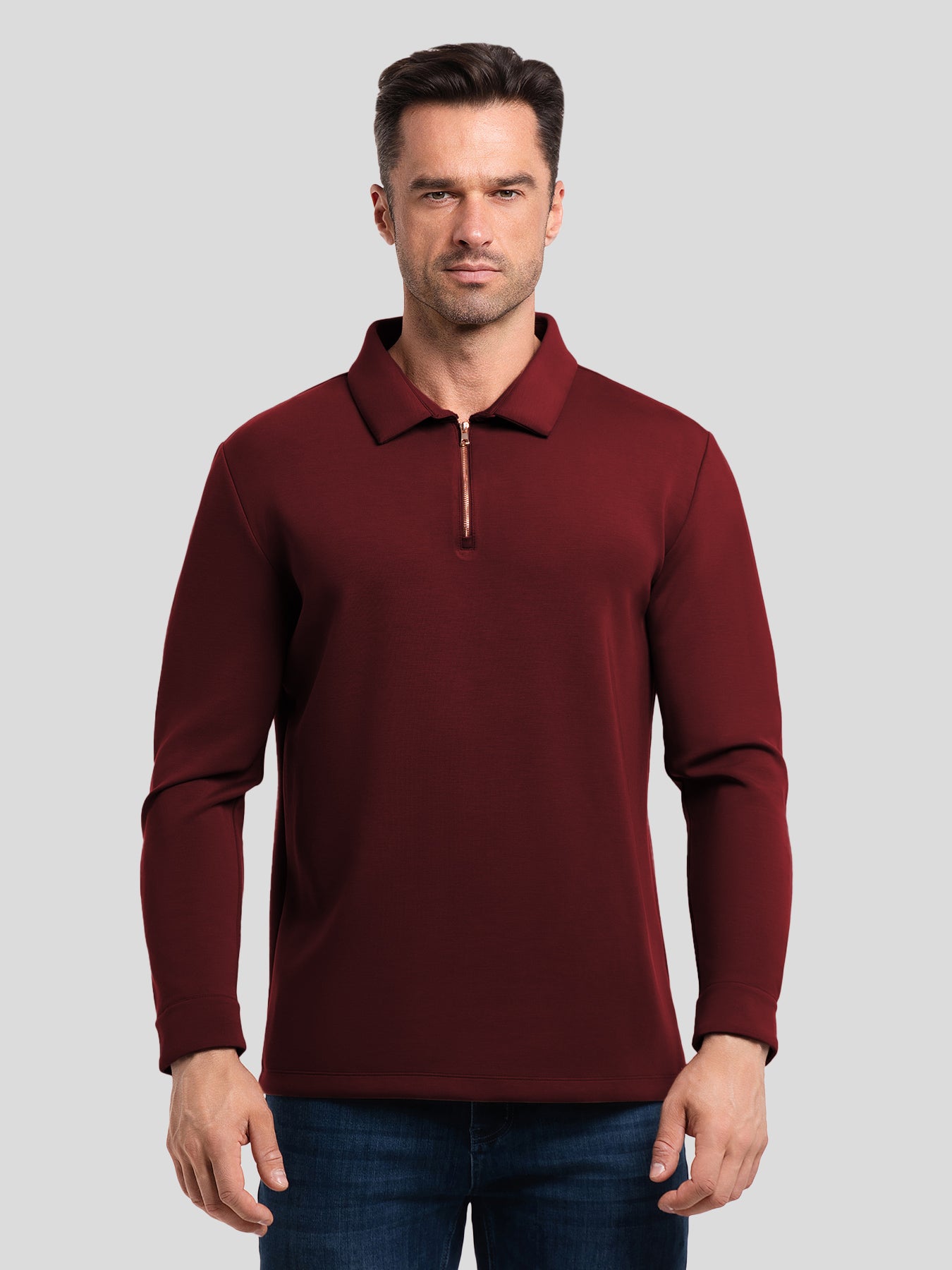 Modal Blend Long Sleeve Half Zip Polo