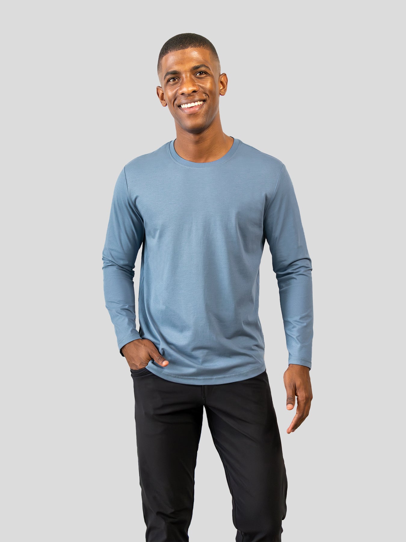 StaySmooth Long Sleeve Curve Hem Tee: Slim Fit